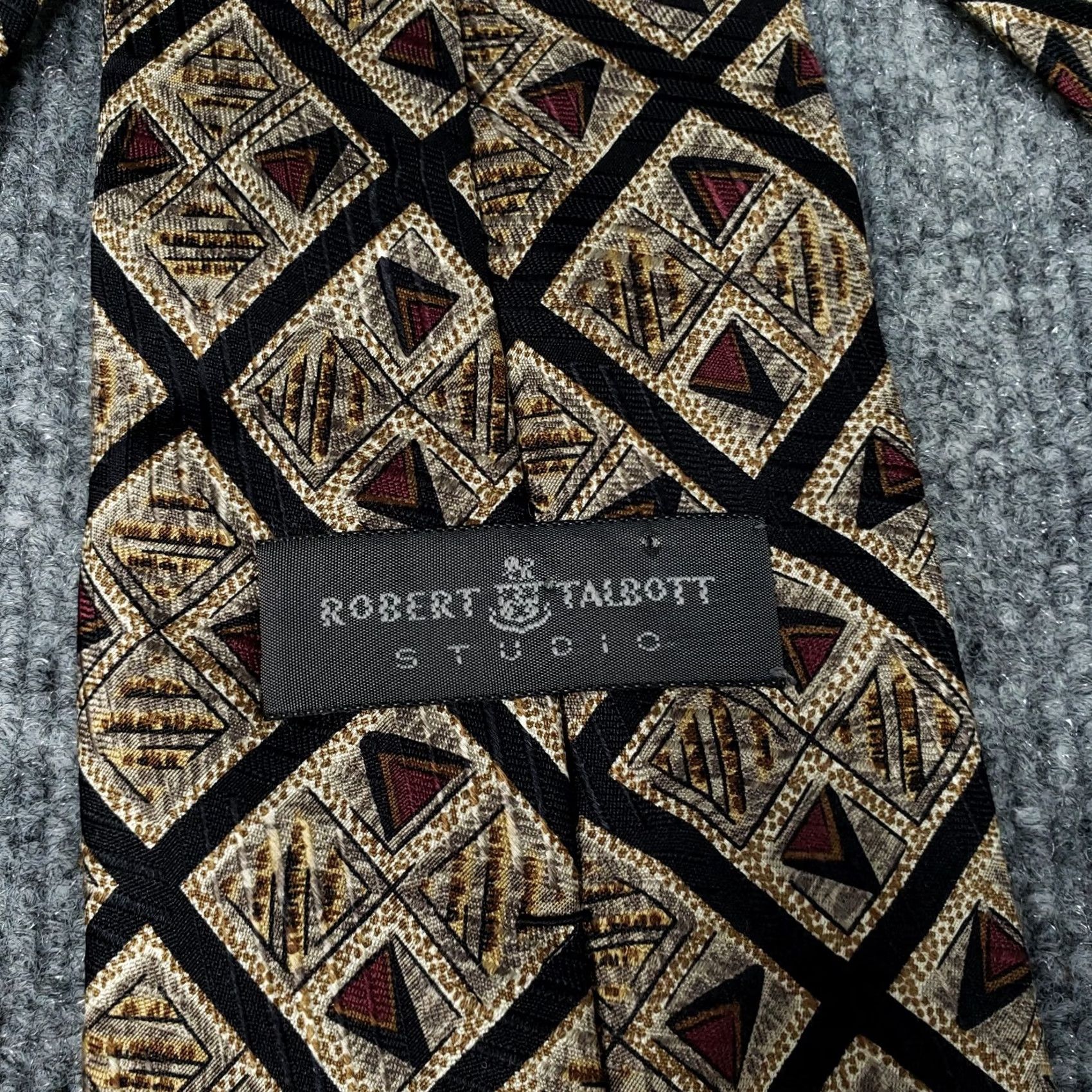Robert Talbott Robert Talbott Designer Tie Mens Beige Geometric Silk Handsewn Studio USA Size ONE SIZE - 6 Thumbnail