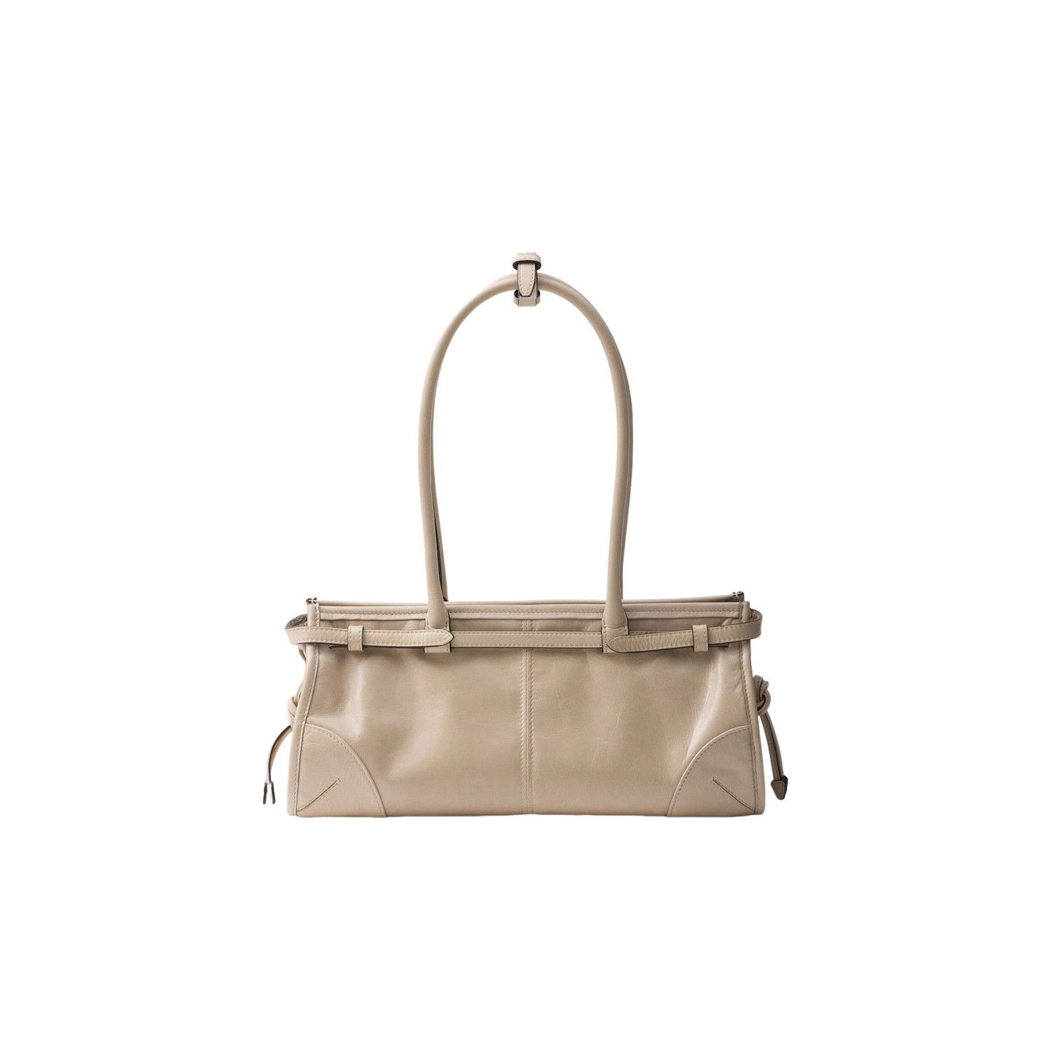 Prada PRADA Bonnie Medium $3500 Travertine Leather Top Handle Bag Size ONE SIZE - 3 Thumbnail