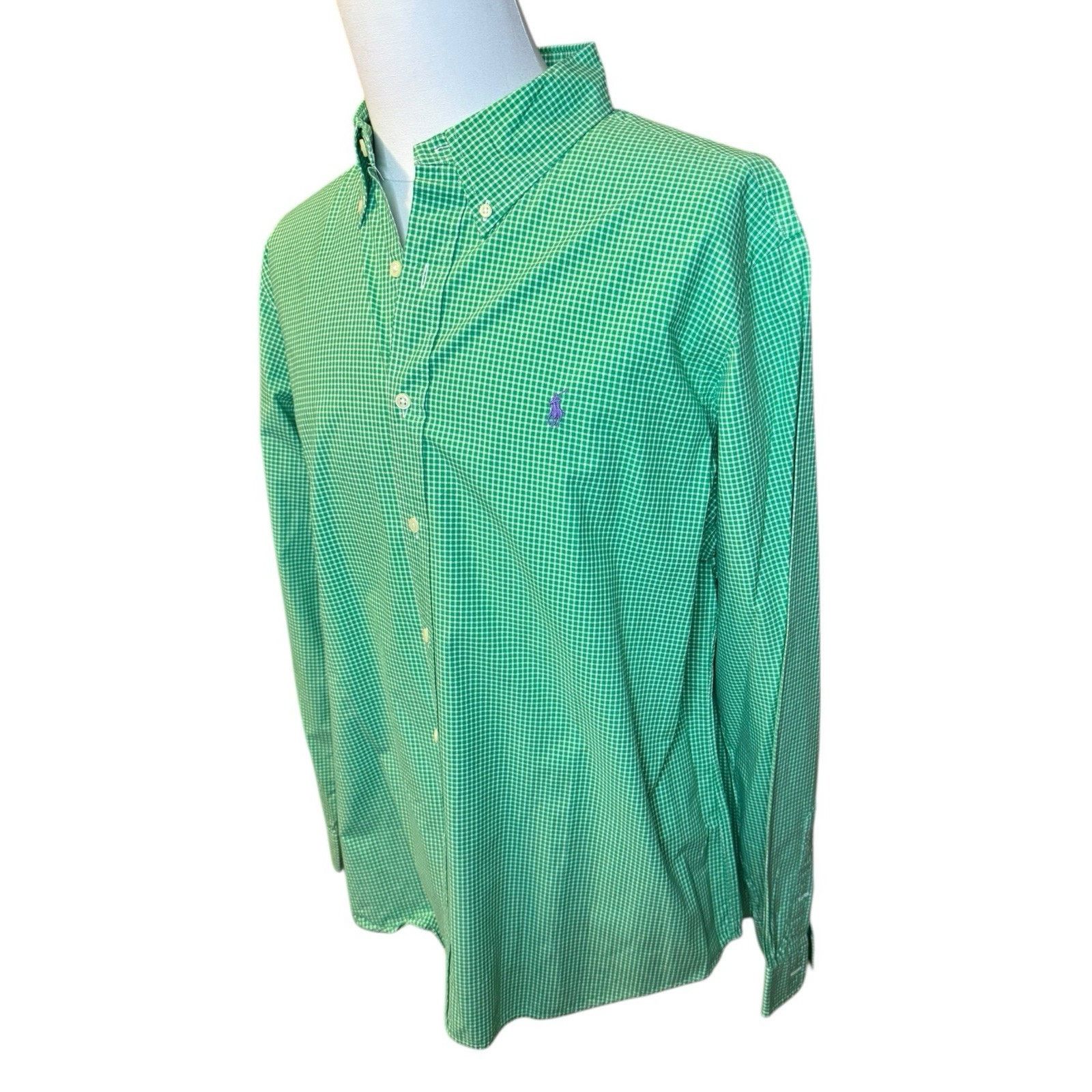 Ralph Lauren Ralph Lauren Green Check Button Down Classic Fit Dress Shirt Size US XL / EU 56 / 4 - 2 Thumbnail