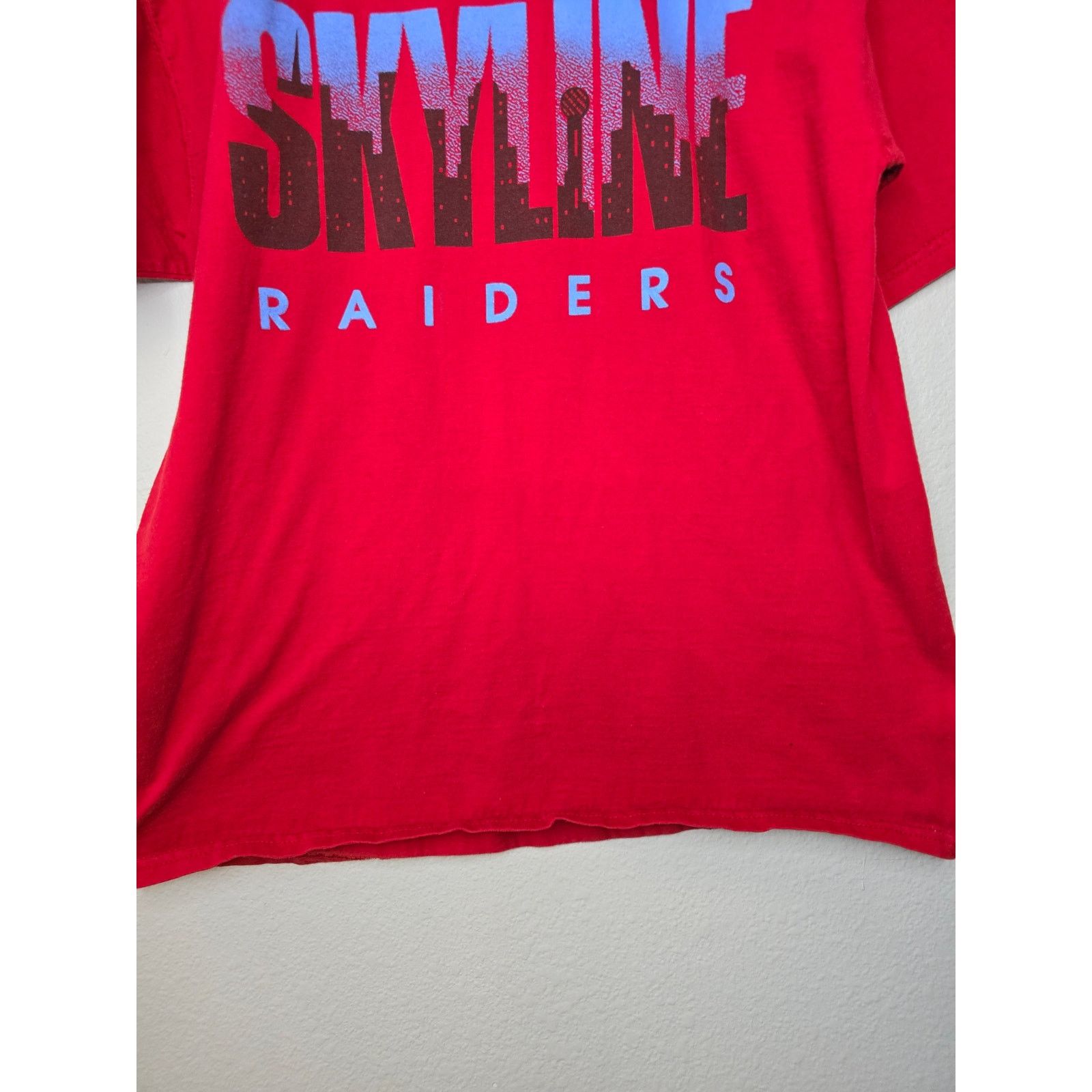Fruit Of The Loom × Vintage Vintage Skyline Raiders Shirt Football Red Vintage Tee L Size US L / EU 52-54 / 3 - 3 Thumbnail