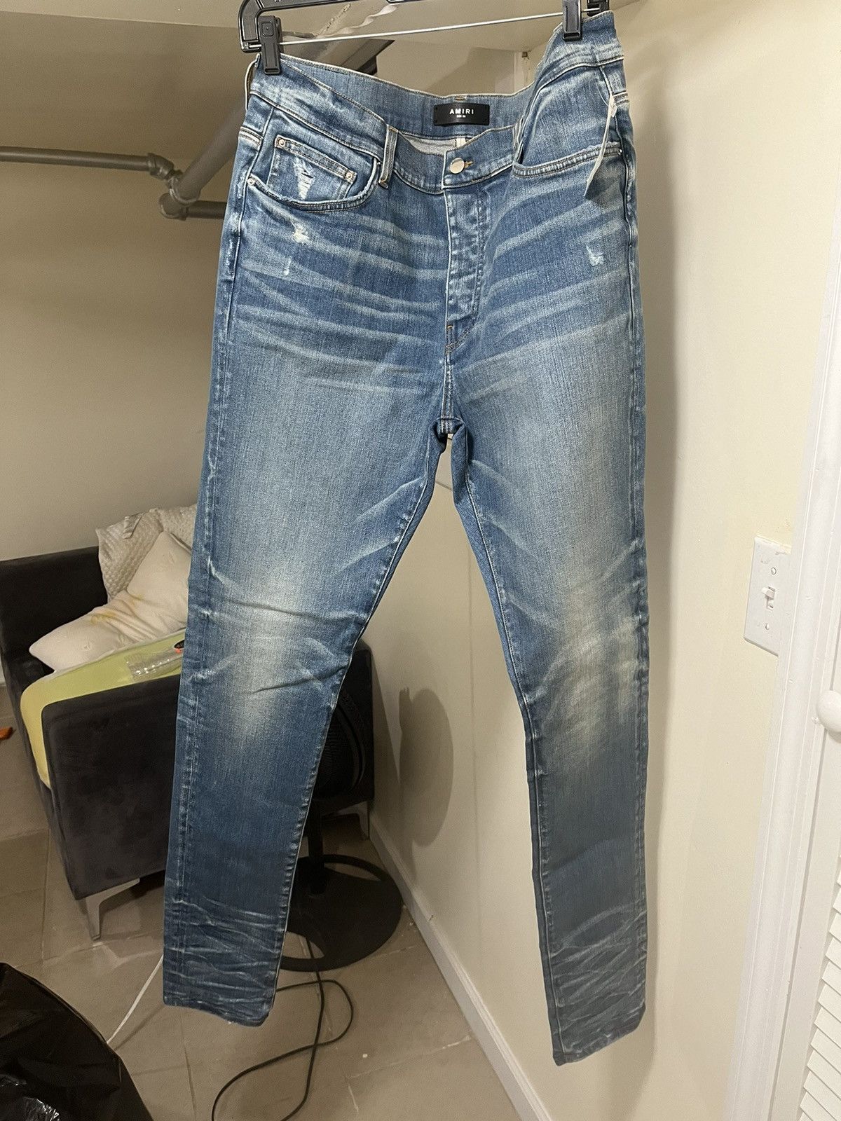 image of Amiri Stack Jeans Size 38 in Blue, Men's