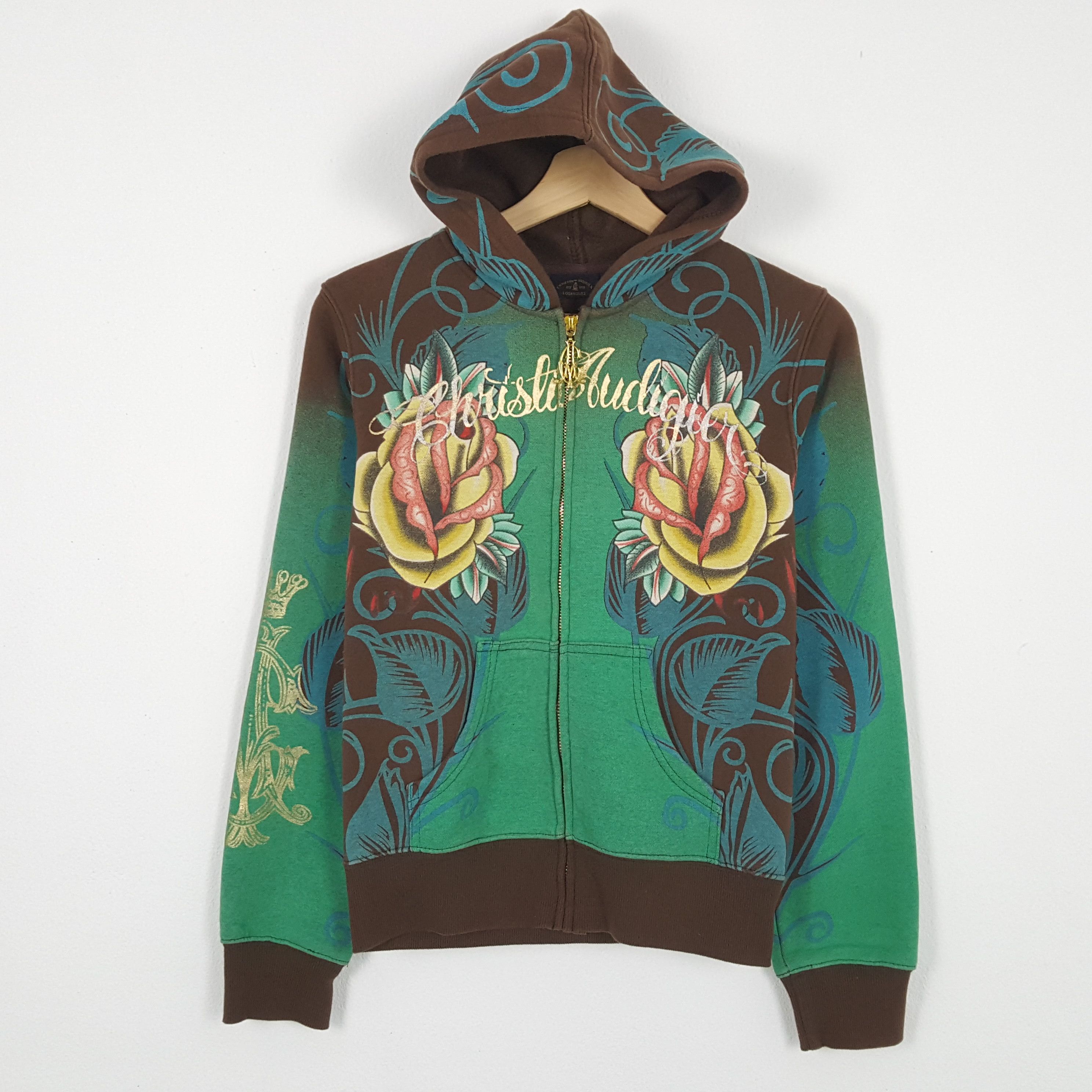 Christian Audigier × Ed Hardy × Vintage Vintage Christian Audigier Designer Ed-Hardy Style Hoodies Size XS / US 0-2 / IT 36-38 - 3 Thumbnail
