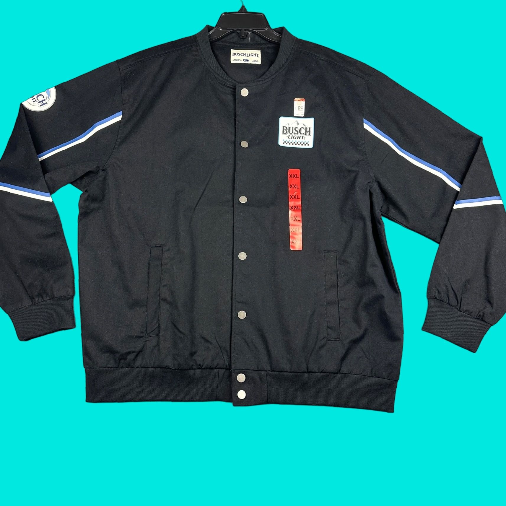 Vintage Busch Light Jacket Mens 2XL Black Varsity Snap Beer Racing Smooth Finish NWT Size US XXL / EU 58 / 5 - 1 Thumbnail