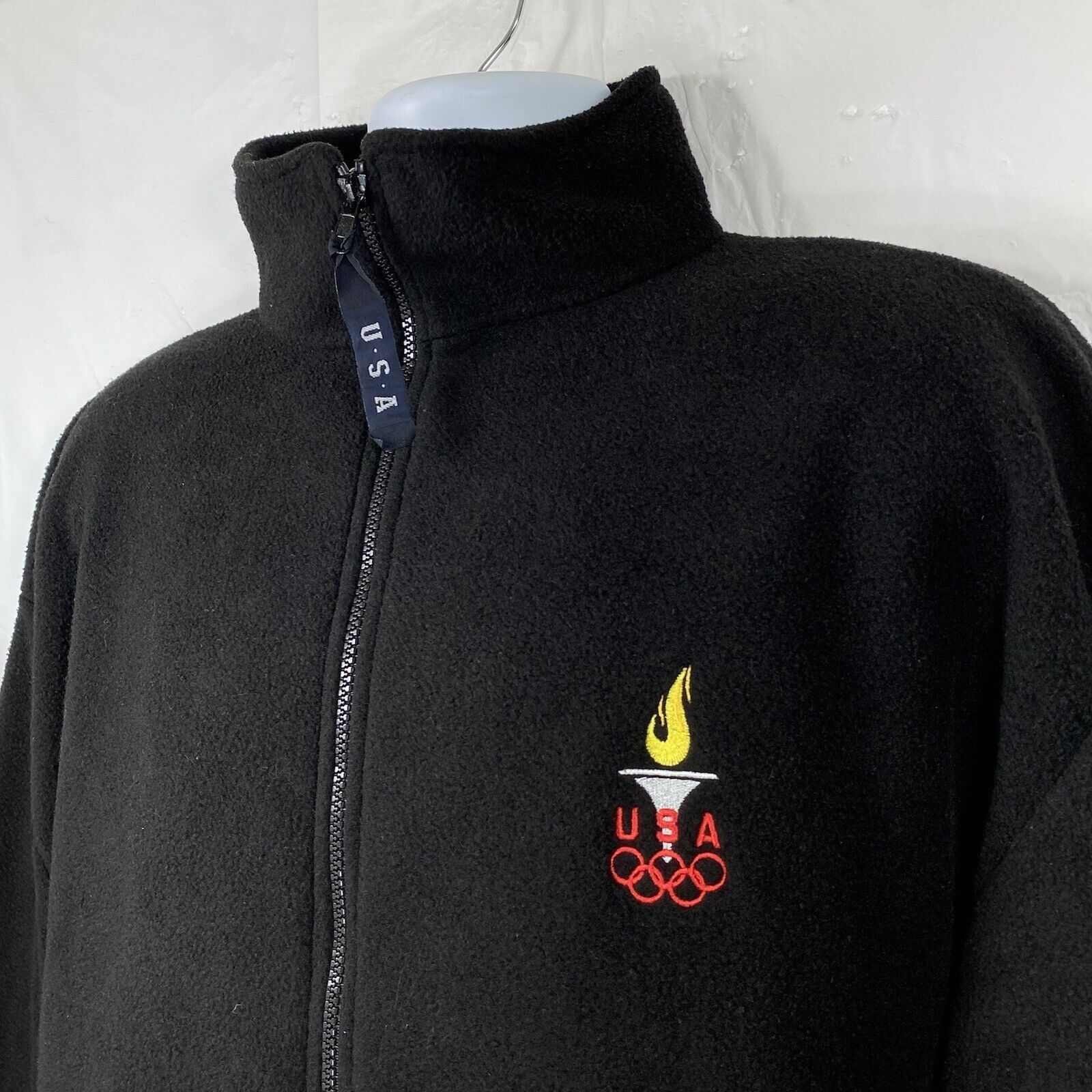 Other Olympics Torch XL Black Fleece Full Zip Sweatshirt USA Made Size XL / US 12-14 / IT 48-50 - 2 Thumbnail