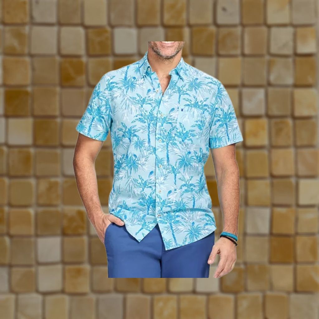 Izod IZOD Shirt Multicolor Chambray Short Sleeve Button-Up XL Men’s Floral Hawaiian Theme Size US XL / EU 56 / 4 - 1 Preview