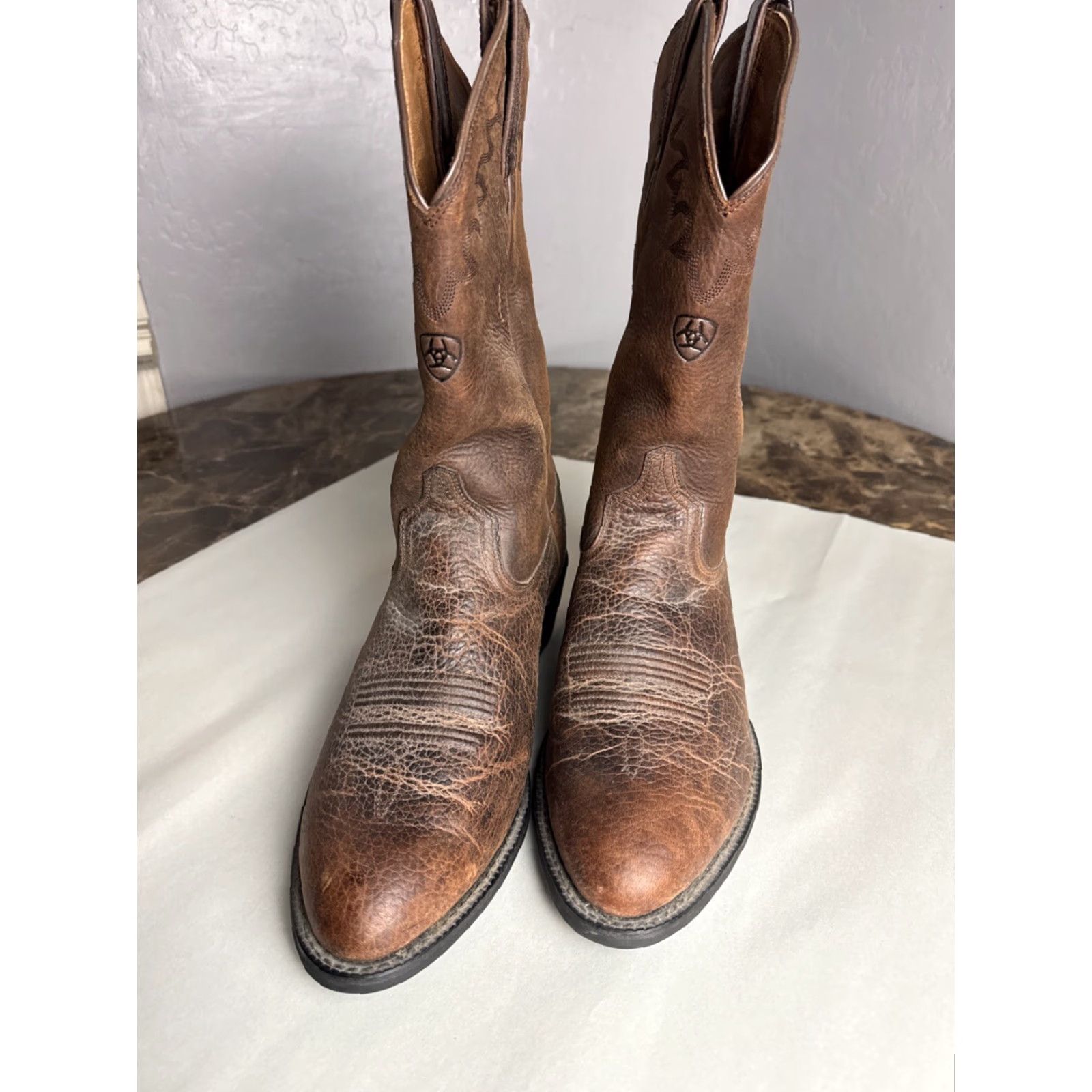Ariat Ariat 34624 Brown Leather Cowboy Western Boots Mens Sz 10.5 EUC Leather Upper Outsole Western Style Cowboy Theme 1990s? Size US 11 / EU 44 - 2 Thumbnail