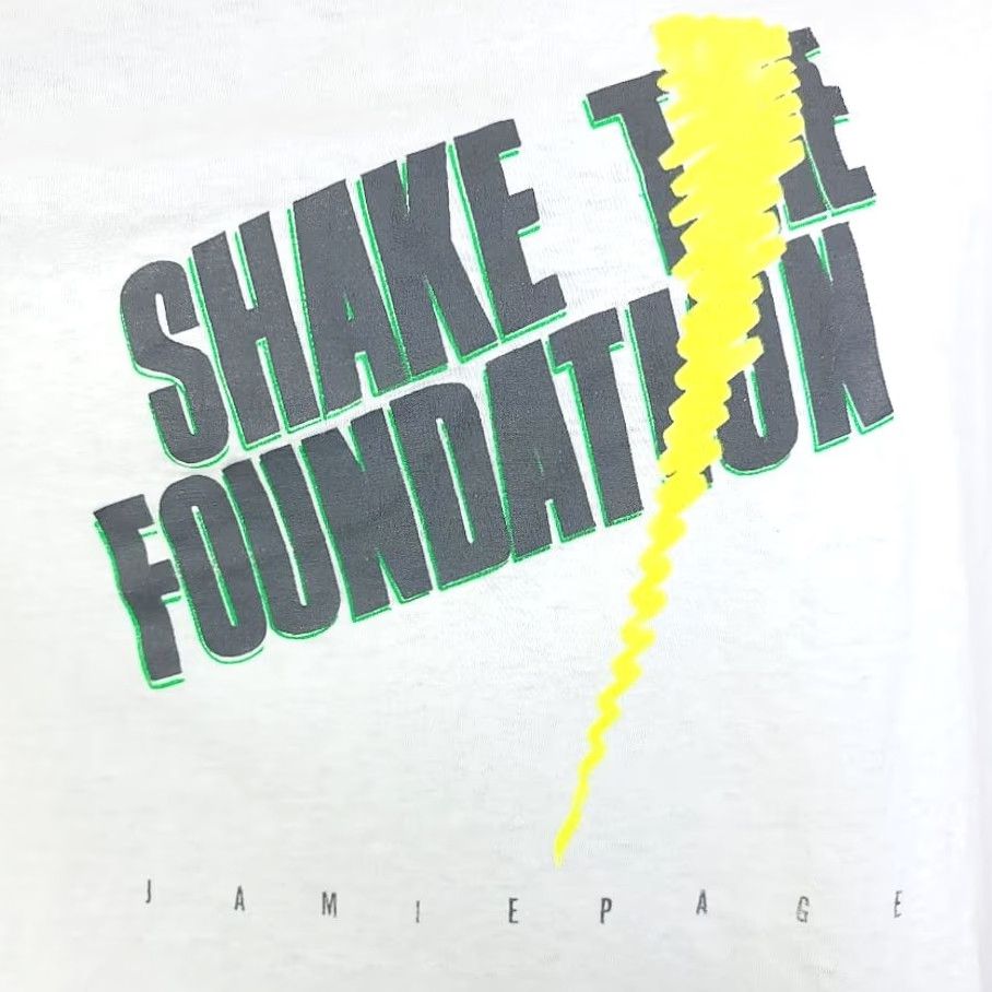 Hanes VINTAGE Jamie Page T Shirt Mens Size Medium 80s Shake The Foundation Made In USA Hanes White Short Sleeve Crew Neck Band Tee Mens Size US M / EU 48-50 / 2 - 3 Thumbnail