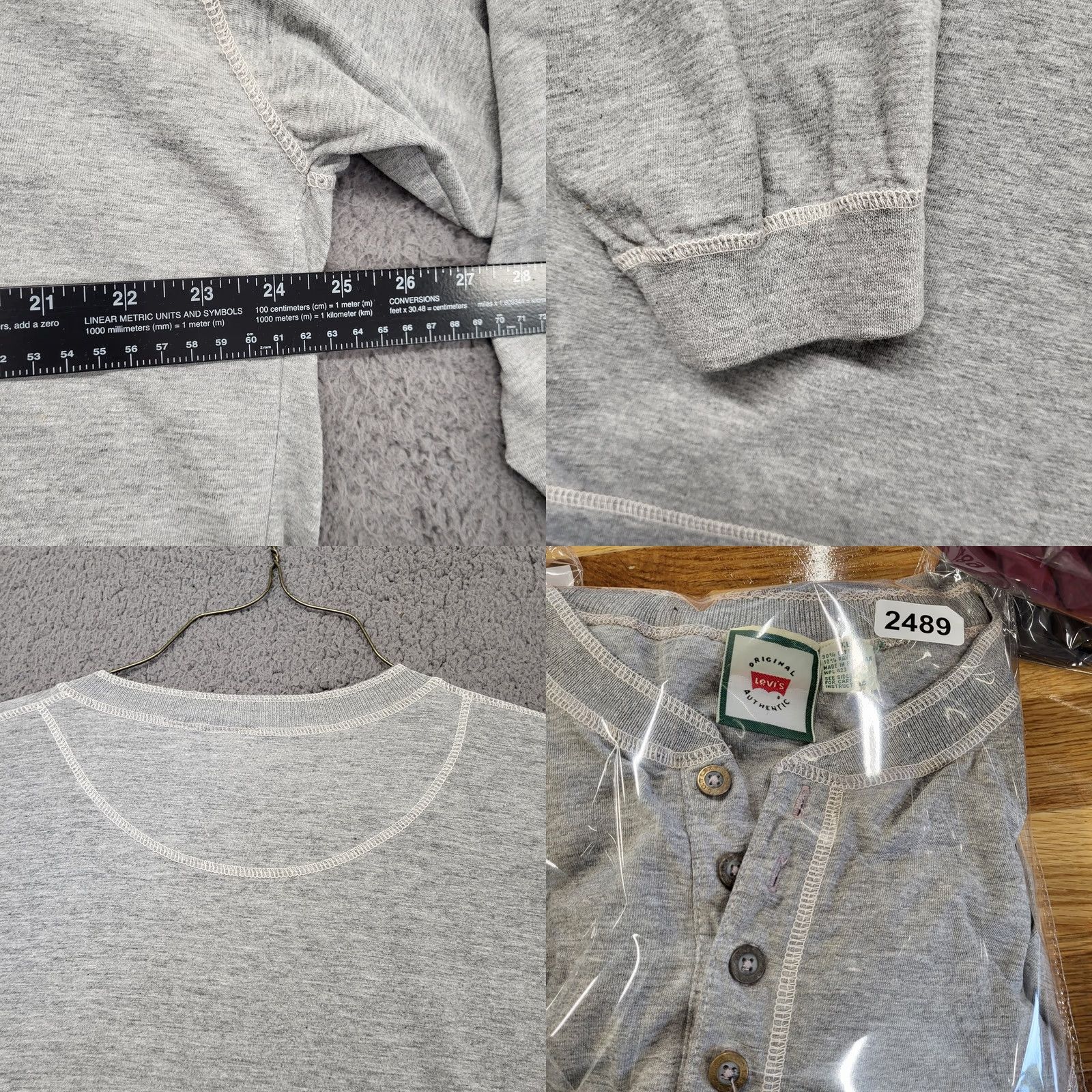 Levi's Levi’s Thermal Button-Up Shirt Men XL Light Grey Cotton/Polyester Regular Long Sleeve Winter Casual Workwear Size US XL / EU 56 / 4 - 8 Thumbnail