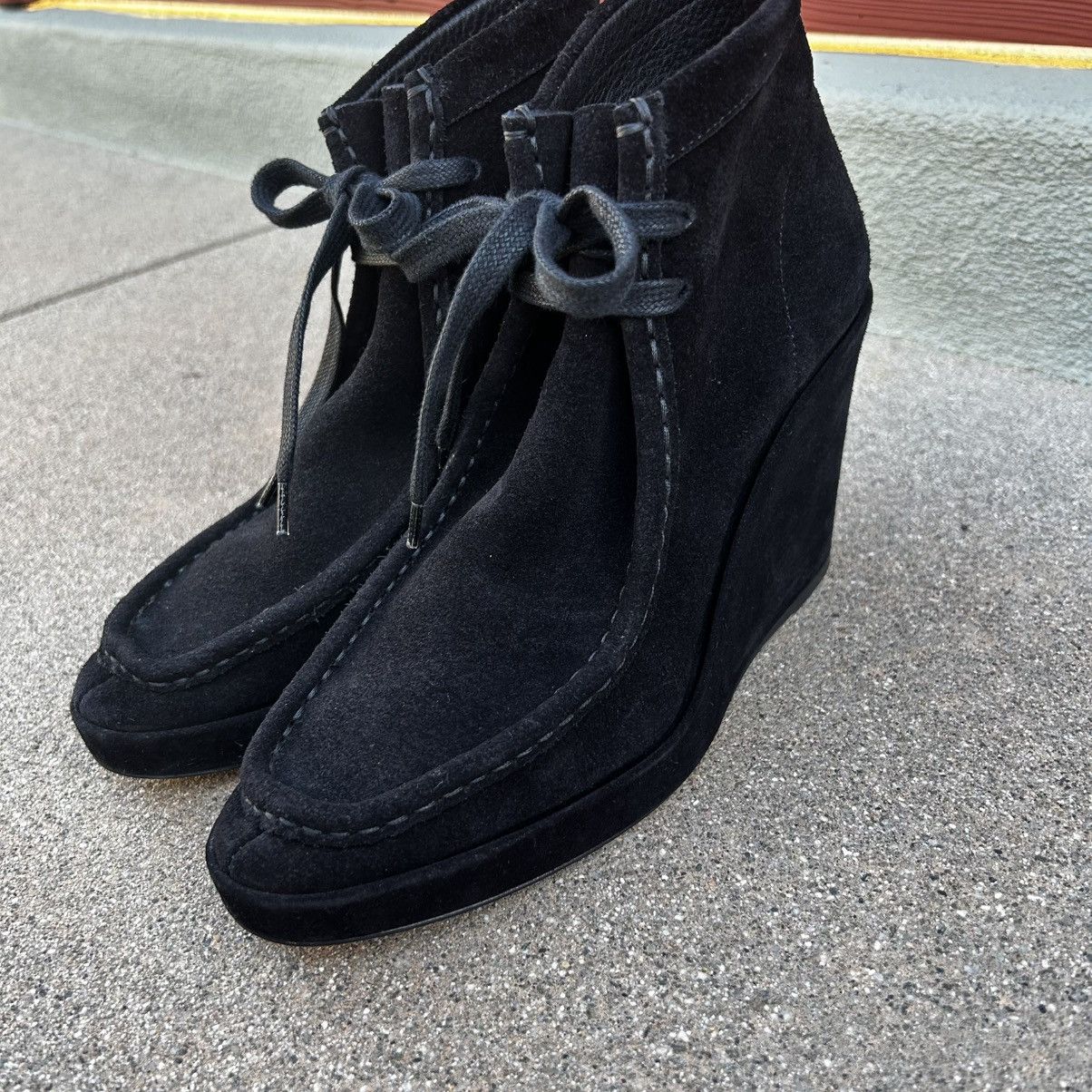 Balenciaga BALENCIAGA~Lace-Up Wallaby Platform Wedge Booties~7.5/8/38 Size US 8 / IT 38 - 5 Thumbnail