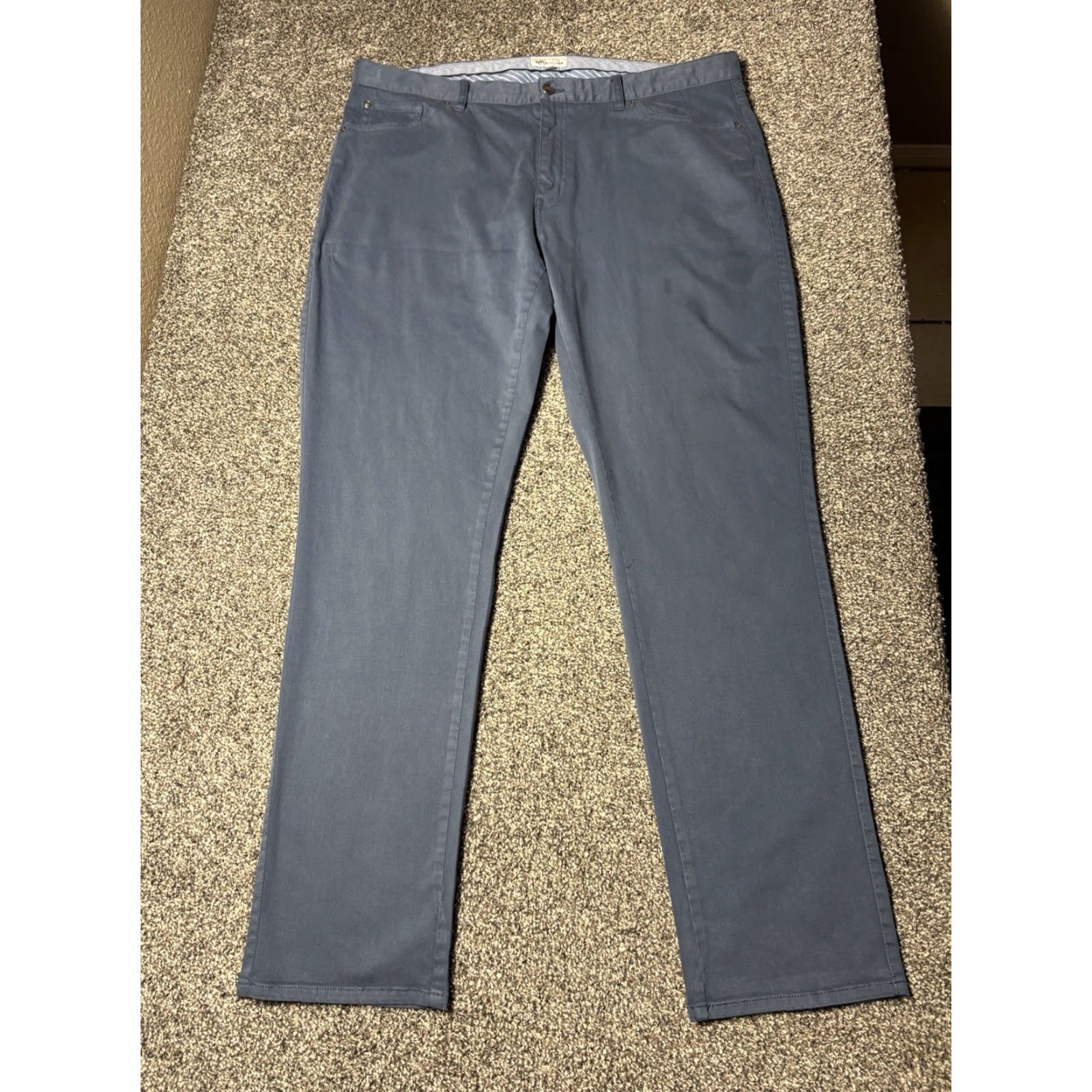 Peter Millar Peter Millar Ultimate Sateen Pants Mens 40x35 Blue 5 Pocket Golf ME0B39 Cross-Brand Logo Zipper Flat Front Chino Regular Straight Pant Mens Size US 40 / EU 56 - 2 Thumbnail