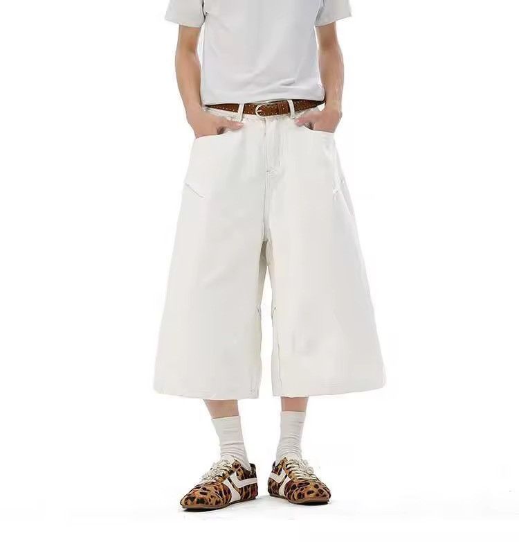 White super baggy denim shorts