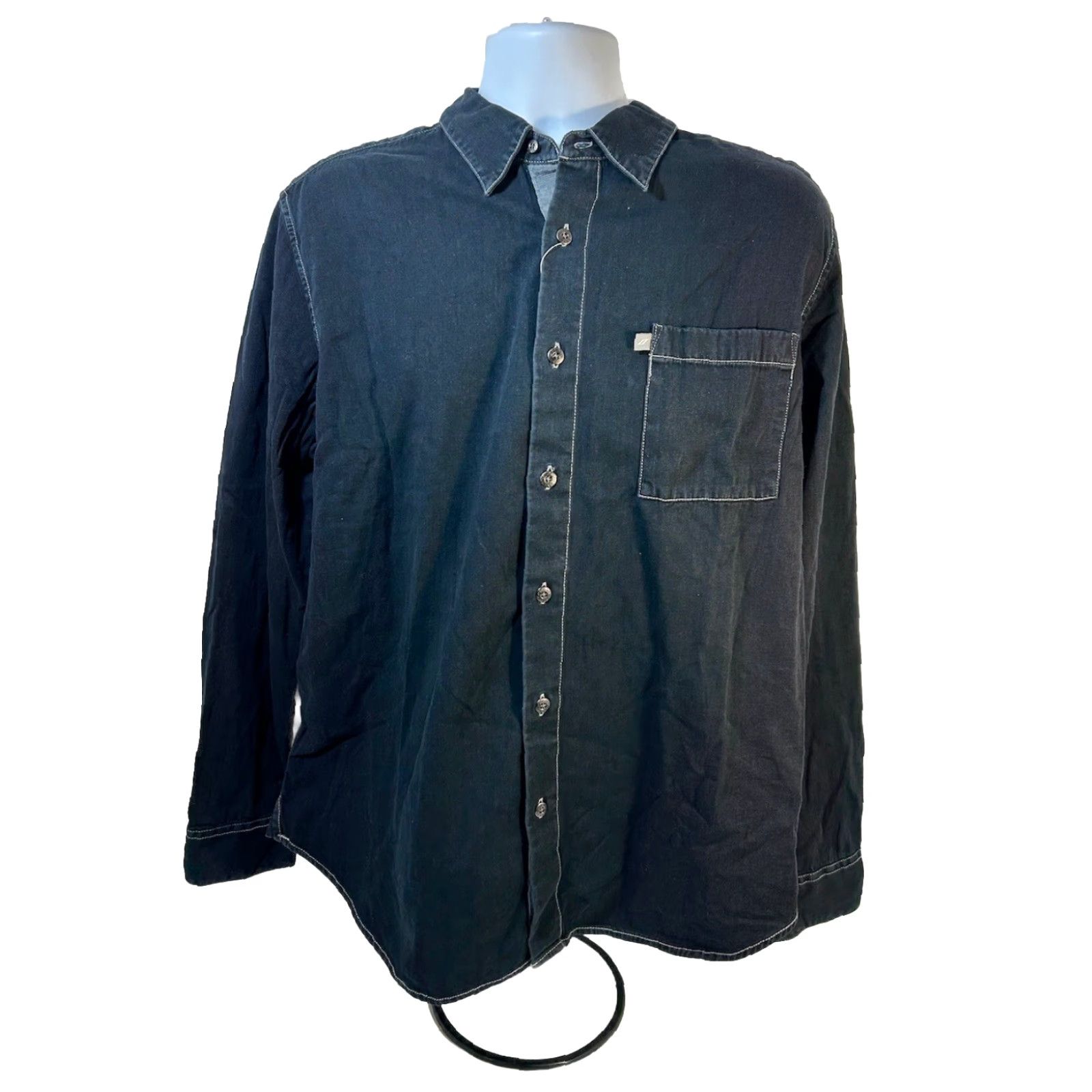 DKNY VINTAGE DKNY Button-Up Shirt Men Large Long Sleeve Collar Dark Denim NWT Style#KBRU6052 Size US L / EU 52-54 / 3 - 2 Thumbnail