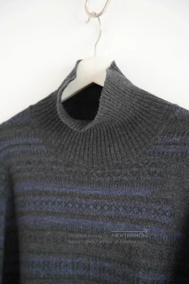 Yohji Yamamoto YOHJI YAMAMOTO Blue and Purple Striped High-Neck Sweater Size US L / EU 52-54 / 3 - 4 Thumbnail