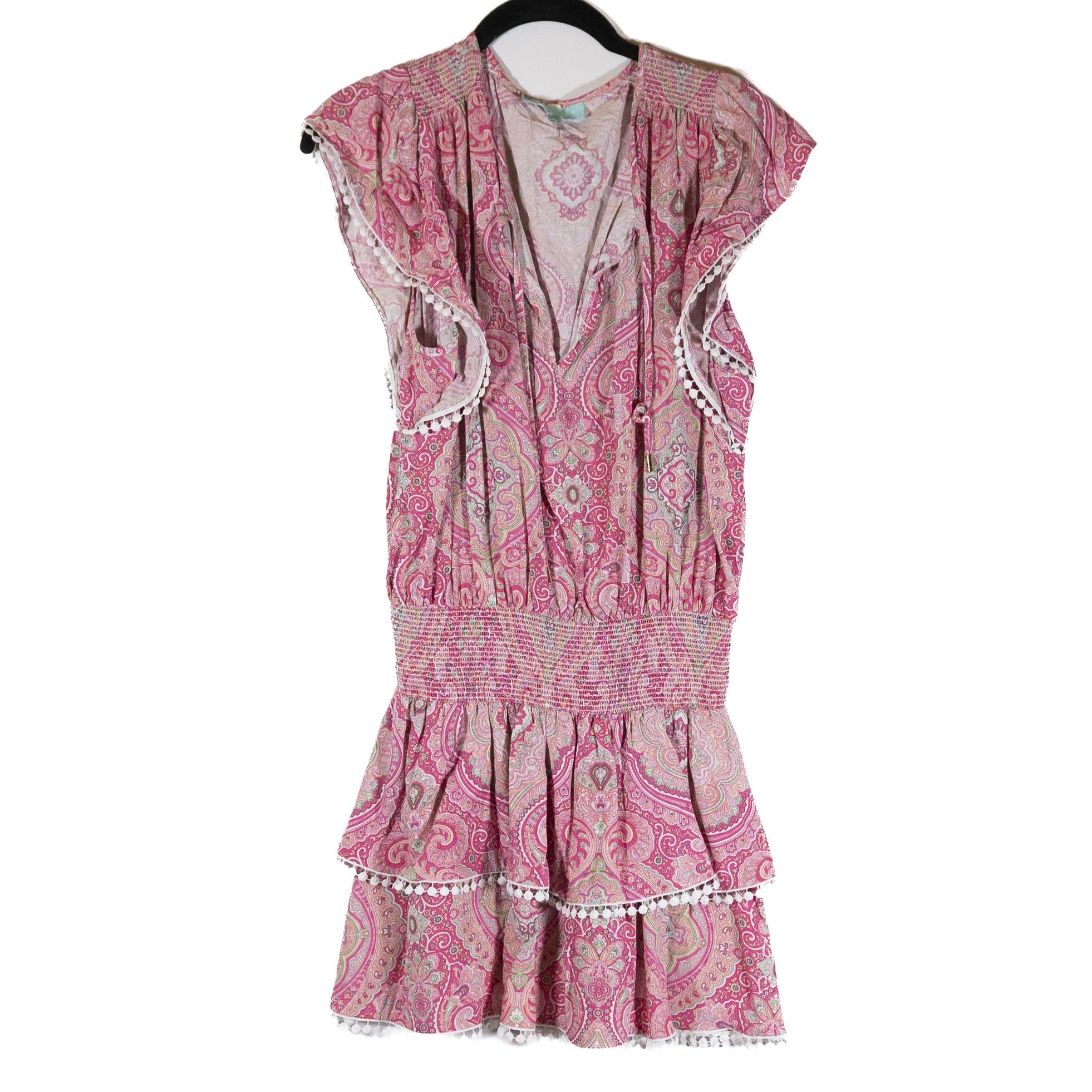 image of Melissa Odabash Keri Blush Paisley Smocked Stretch in Pink, Women's (Size Small)