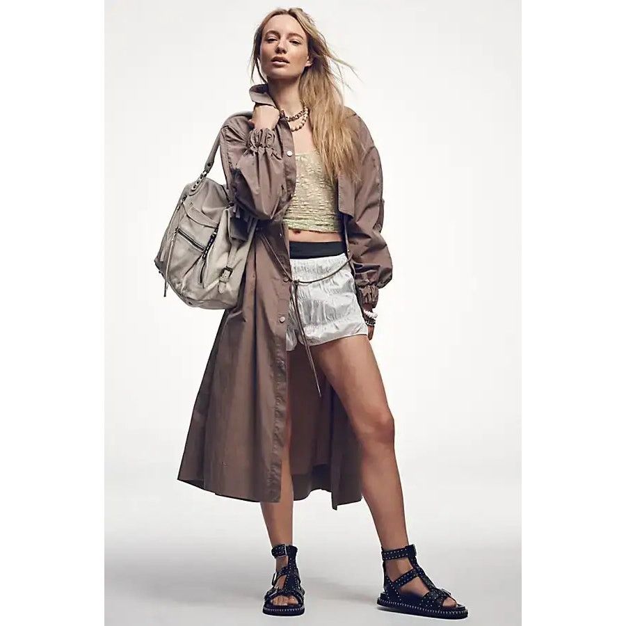 Free People NWT Indy Trench Coat $228 LARGE Dusted Cocoa BROWN Size L / US 10 / IT 46 - 1 Thumbnail