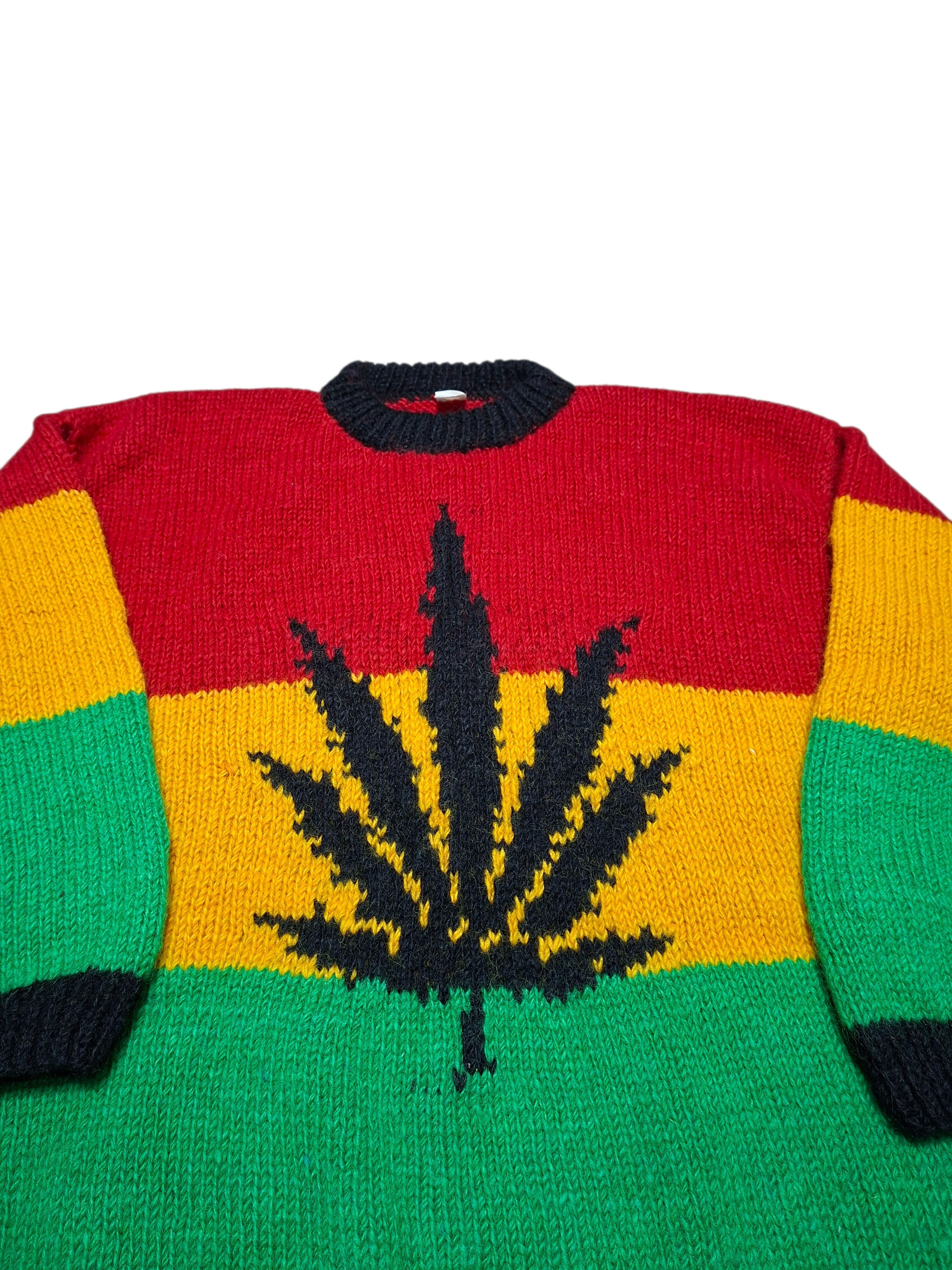 Bob Marley 90S RASTAFARI 420 JAMAICA WARM KNIT SWEATER 100% WOOL Size US L / EU 52-54 / 3 - 2 Thumbnail