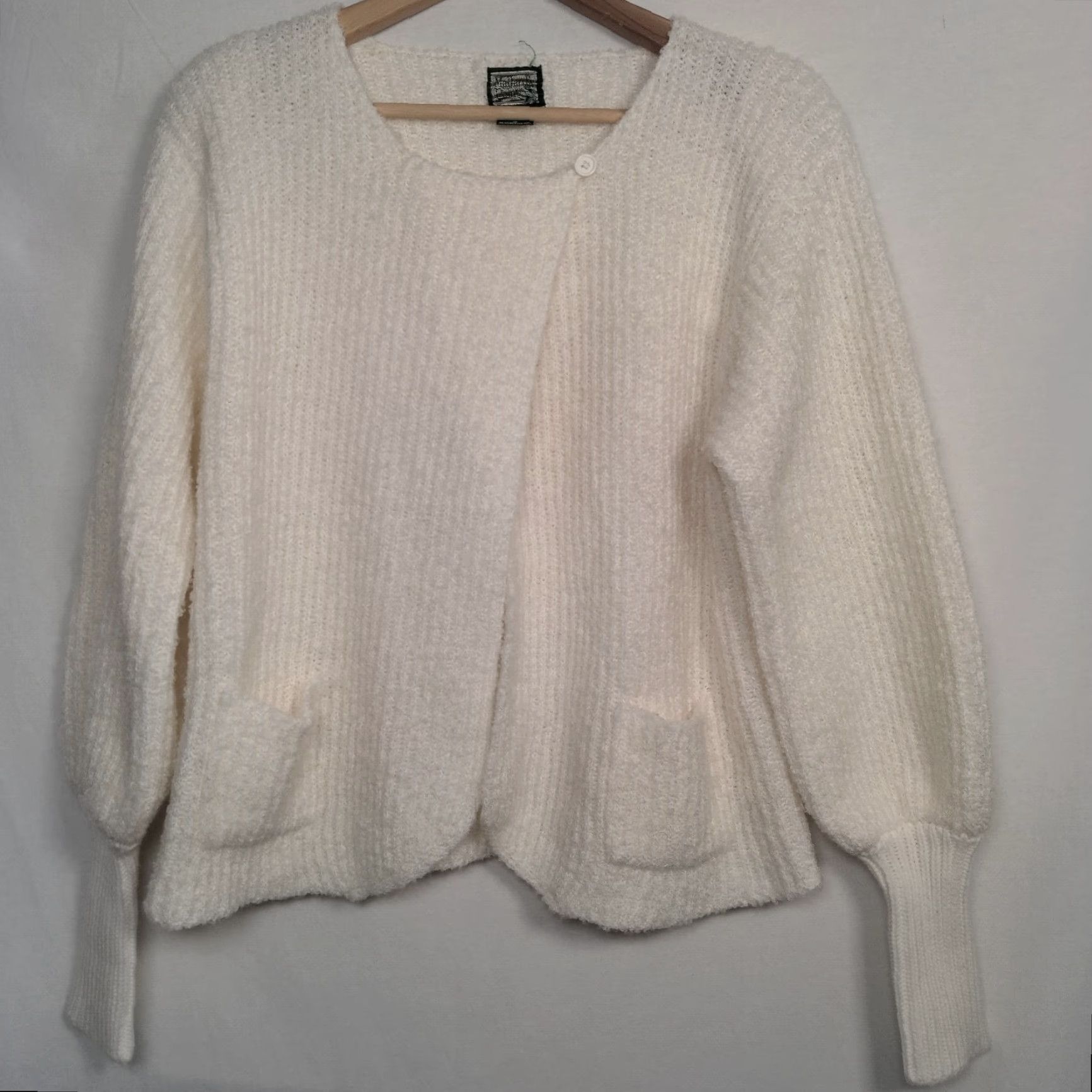 Vintage VINTAGE Mallard's Point Wrap Sweater Women Small Ivory Knit Long Sleeve Button Neck Ribbed Cream Fashion Ladies Size S / US 4 / IT 40 - 2 Thumbnail