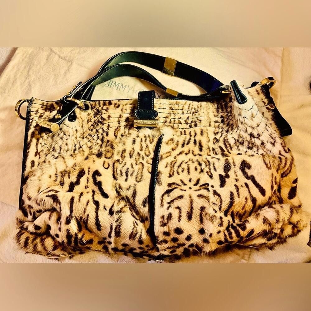 Jimmy Choo Jimmy Choo Large Alex Fur Satchel/ Leopard Size ONE SIZE - 1 Thumbnail