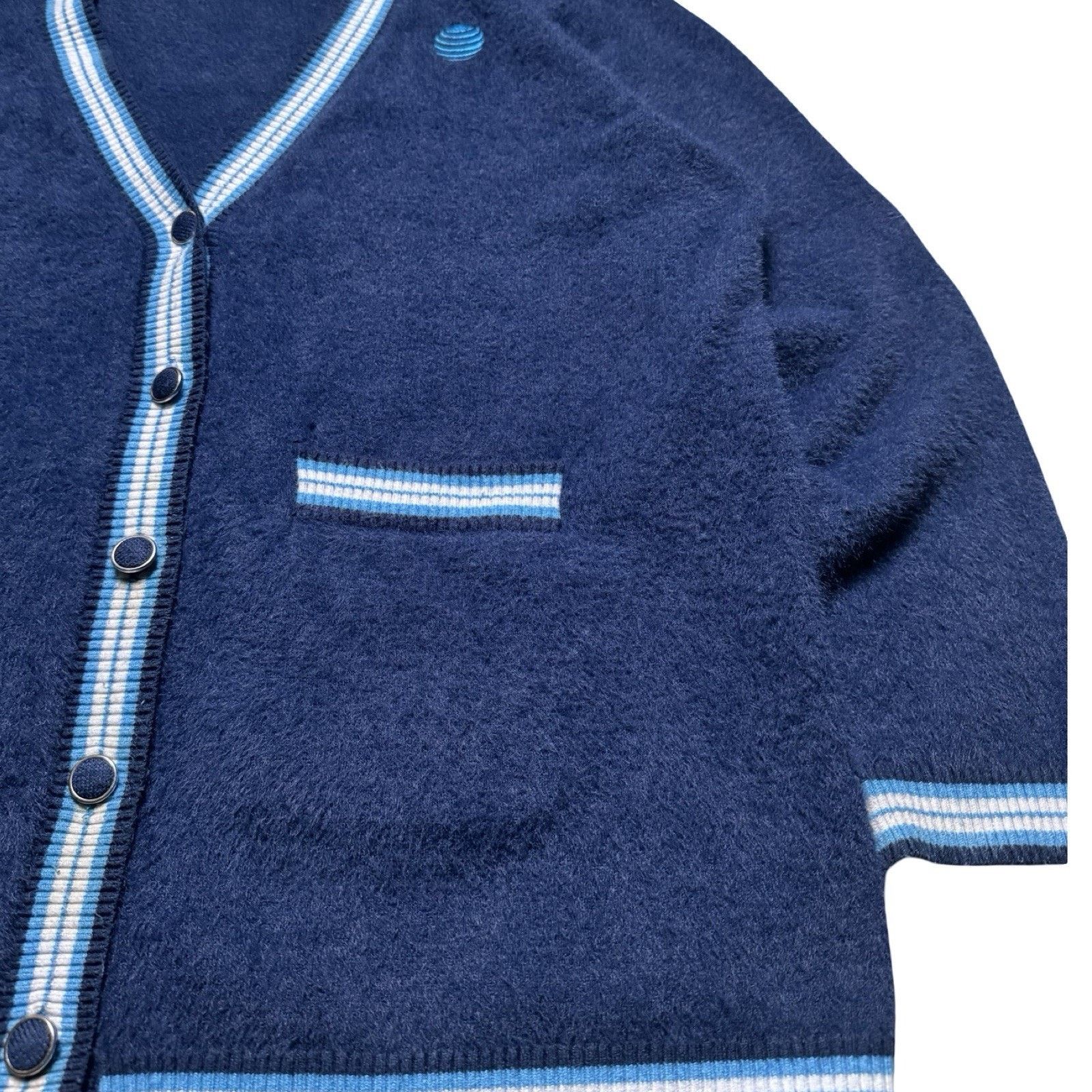 Other AT&T Employee Fuzzy Cardigan Blue Striped Size XL Size XL / US 12-14 / IT 48-50 - 2 Thumbnail