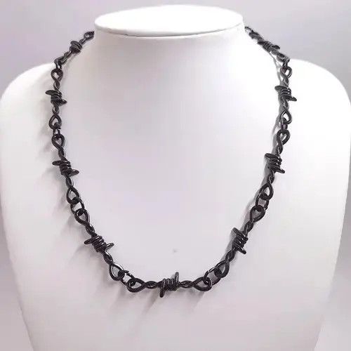 VIBE Unisex Small Black Barbed Wire Choker Necklace Size ONE SIZE - 1 Thumbnail