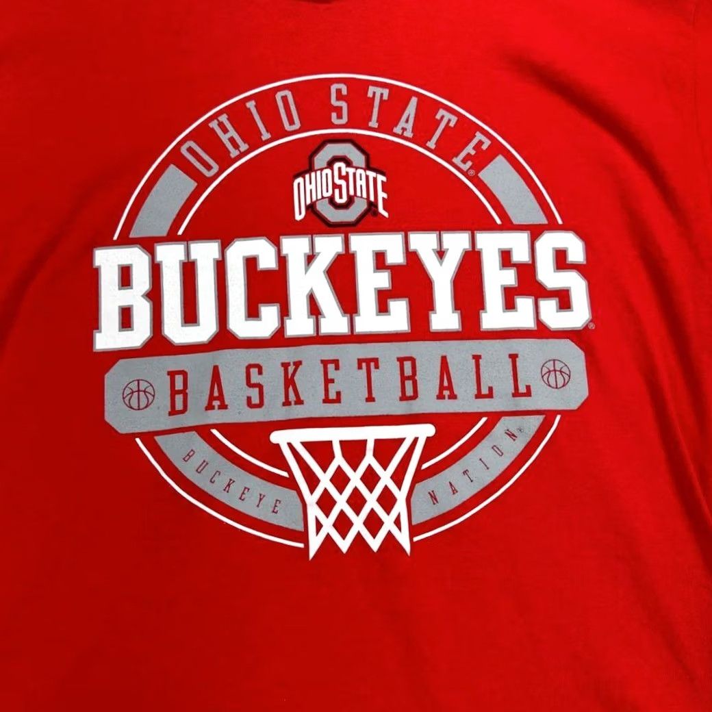 Vintage Ohio State Buckeyes Basketball T-Shirt Mens Large Red Short Sleeve Crewneck Tee Size US L / EU 52-54 / 3 - 5 Thumbnail