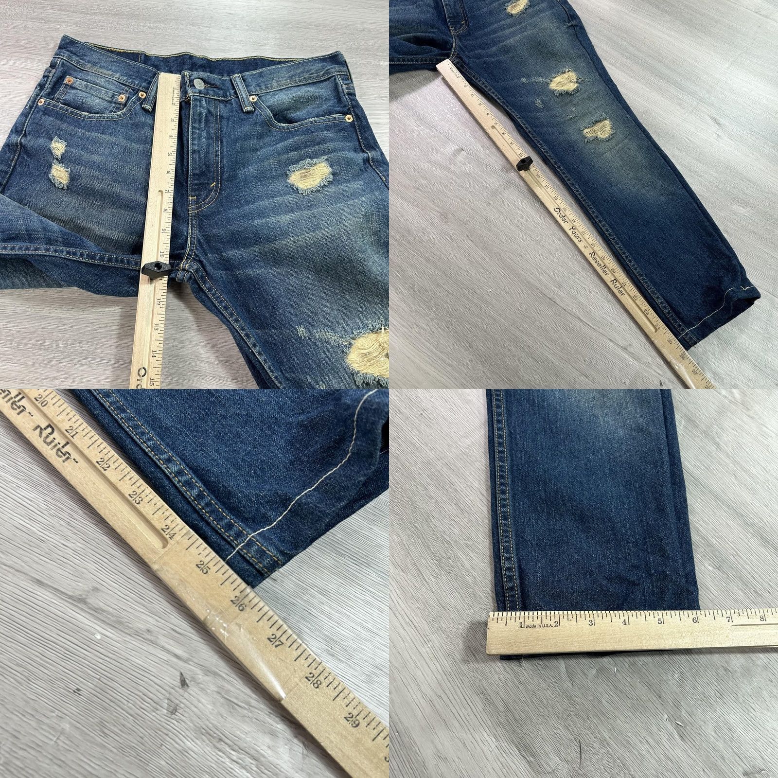 Levi's Levi's 511 Jeans Mens 33x26 Blue Distressed Slim Fit Denim Ripped Stretch Pants Jeans Size US 33 - 8 Thumbnail