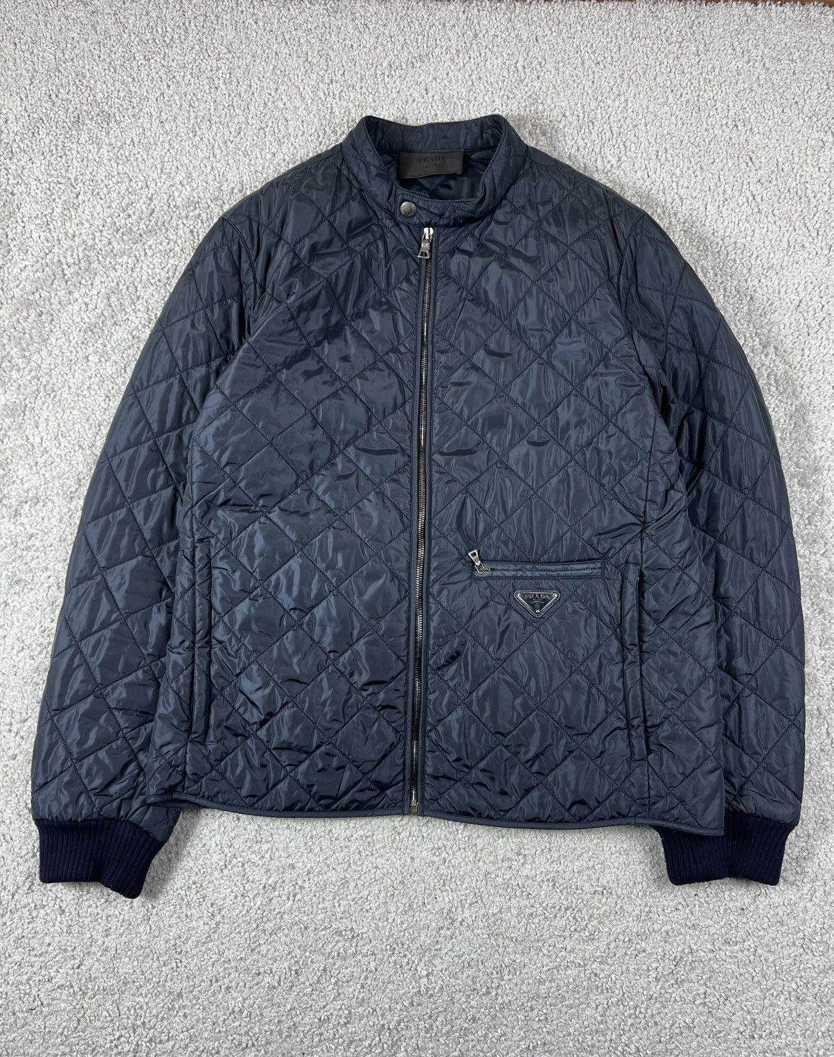 Prada Prada Triangle Quilted Blue Jacket Size L Size US L / EU 52-54 / 3 - 1 Thumbnail