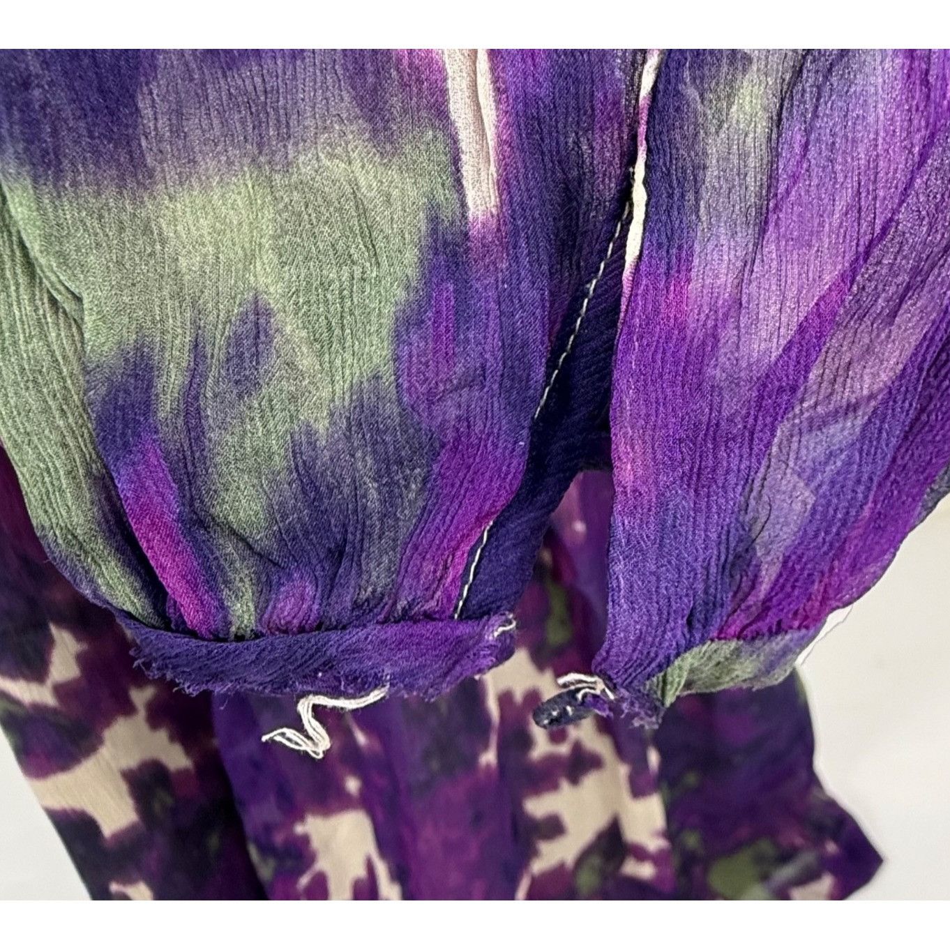 J.Crew J.Crew Maisie Purple Abstract Floral 100% Silk Chiffon Dress Size M / US 6-8 / IT 42-44 - 6 Thumbnail