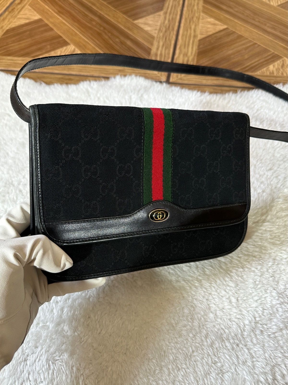 Gucci Gucci Monogram Shoulder Bag GG Canvas Vintage Web Italy rare Size ONE SIZE - 3 Thumbnail