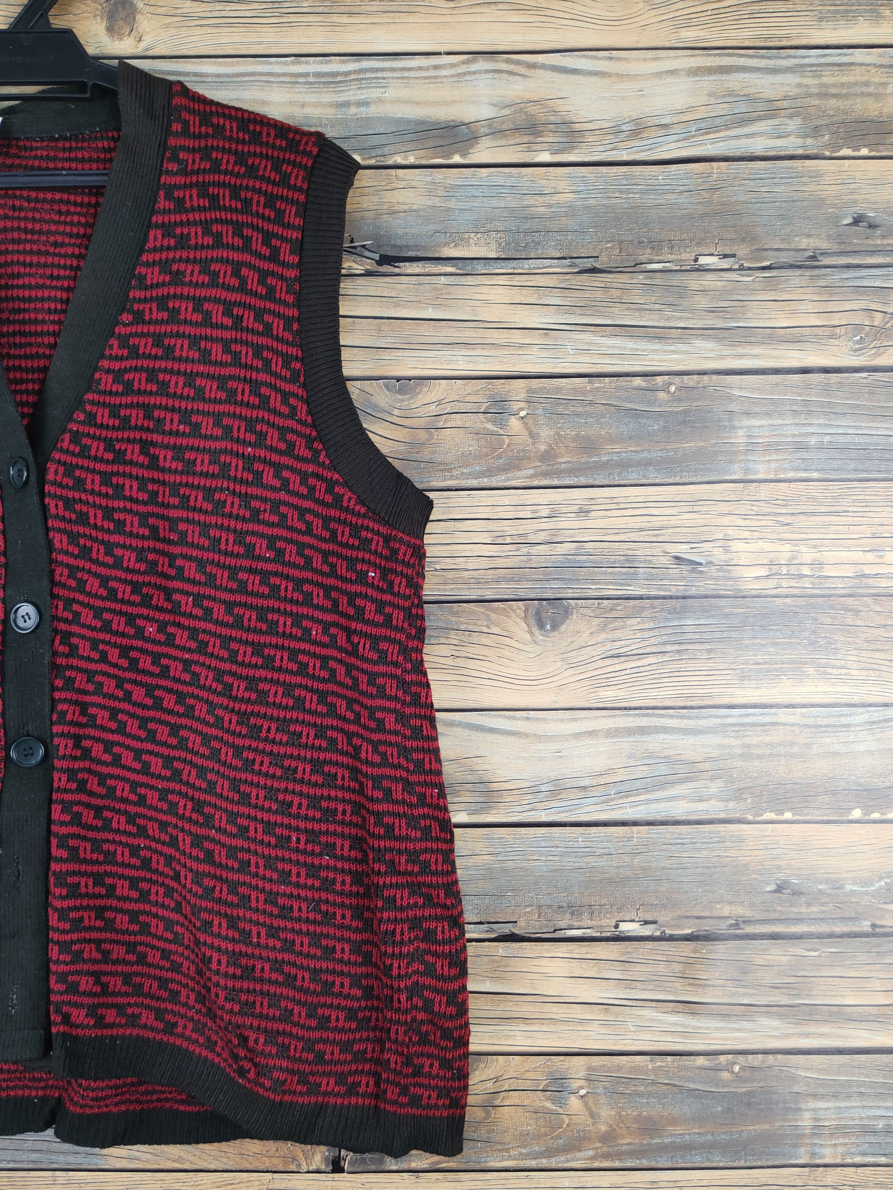 Homespun Knitwear Japanese Brand Red Black Knitwear Vests #W1333 Size L / US 10 / IT 46 - 6 Thumbnail