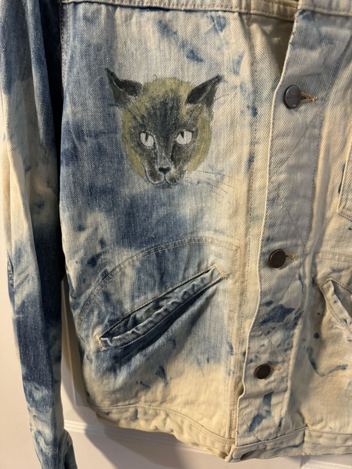 Wrangler 50s WRANGLER BLUE BELL DENIM JACKET Tie Dyed HandPainted Cat Size S / US 4 / IT 40 - 4 Thumbnail