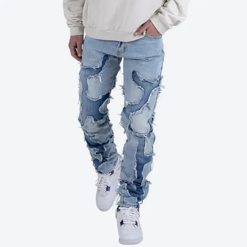 Japanese Brand Frayed Jeans High Street Vibe Ripped with Holes Retro Style Size US 32 / EU 48 - 2 Thumbnail