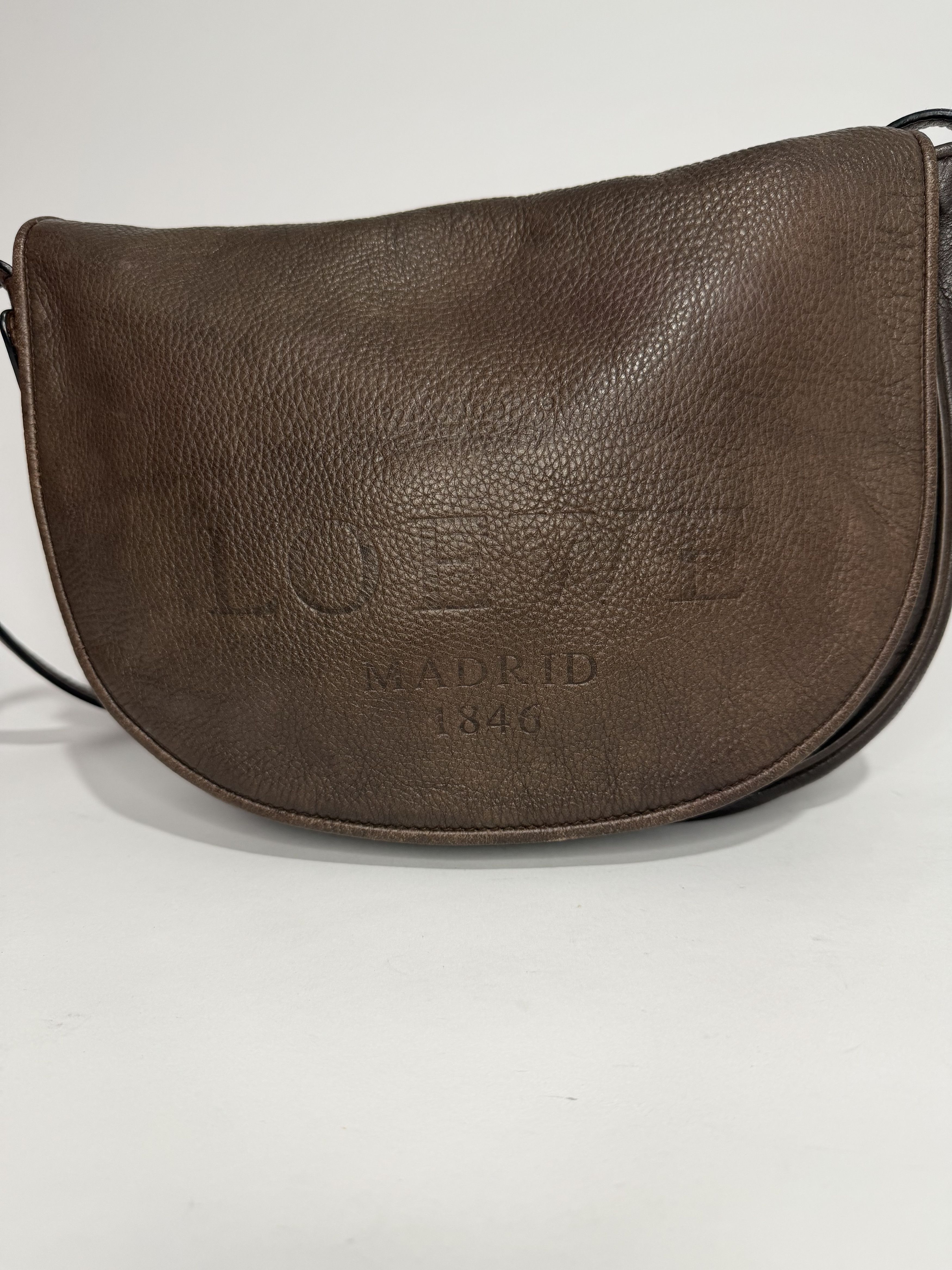 Loewe Loewe Madrid 1846 Brown Pebbled Leather Crossbody Saddle Bag Size ONE SIZE - 3 Thumbnail