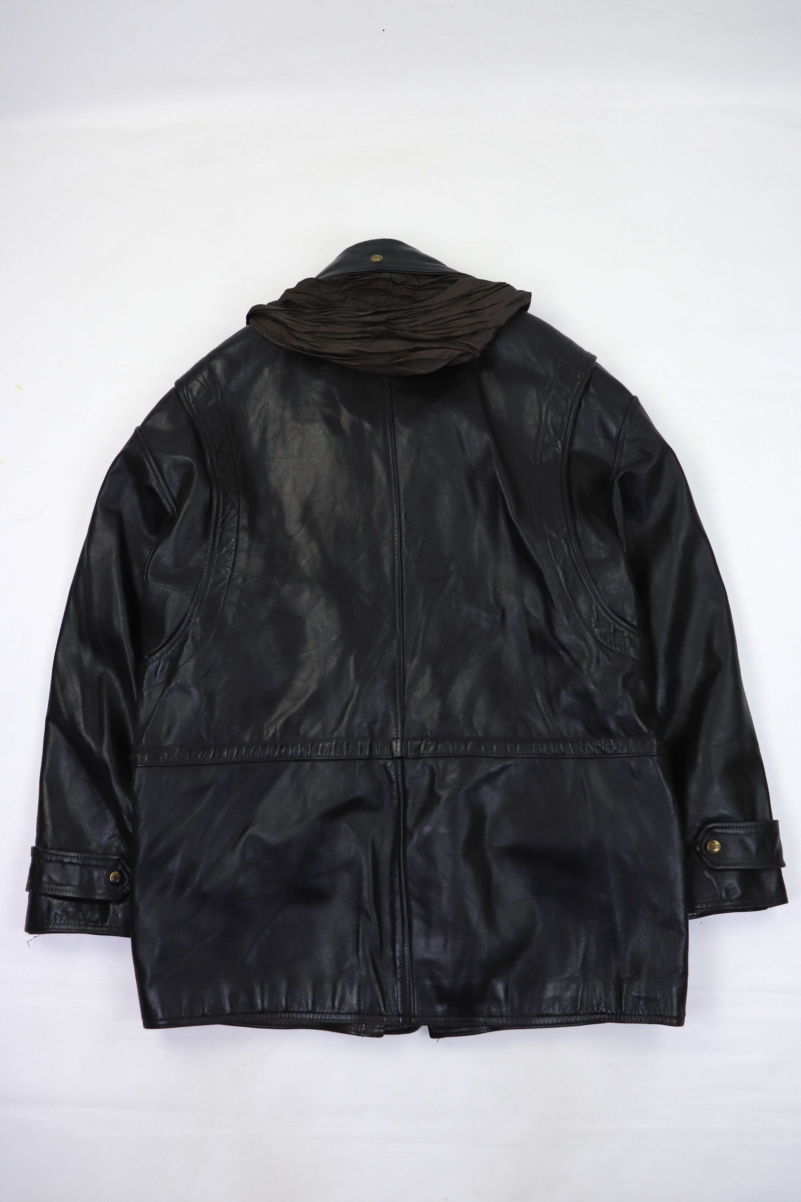 NFL 90s Vintage REDSKINS Black Heavy Leather Jacket Parka Size US L / EU 52-54 / 3 - 2 Thumbnail