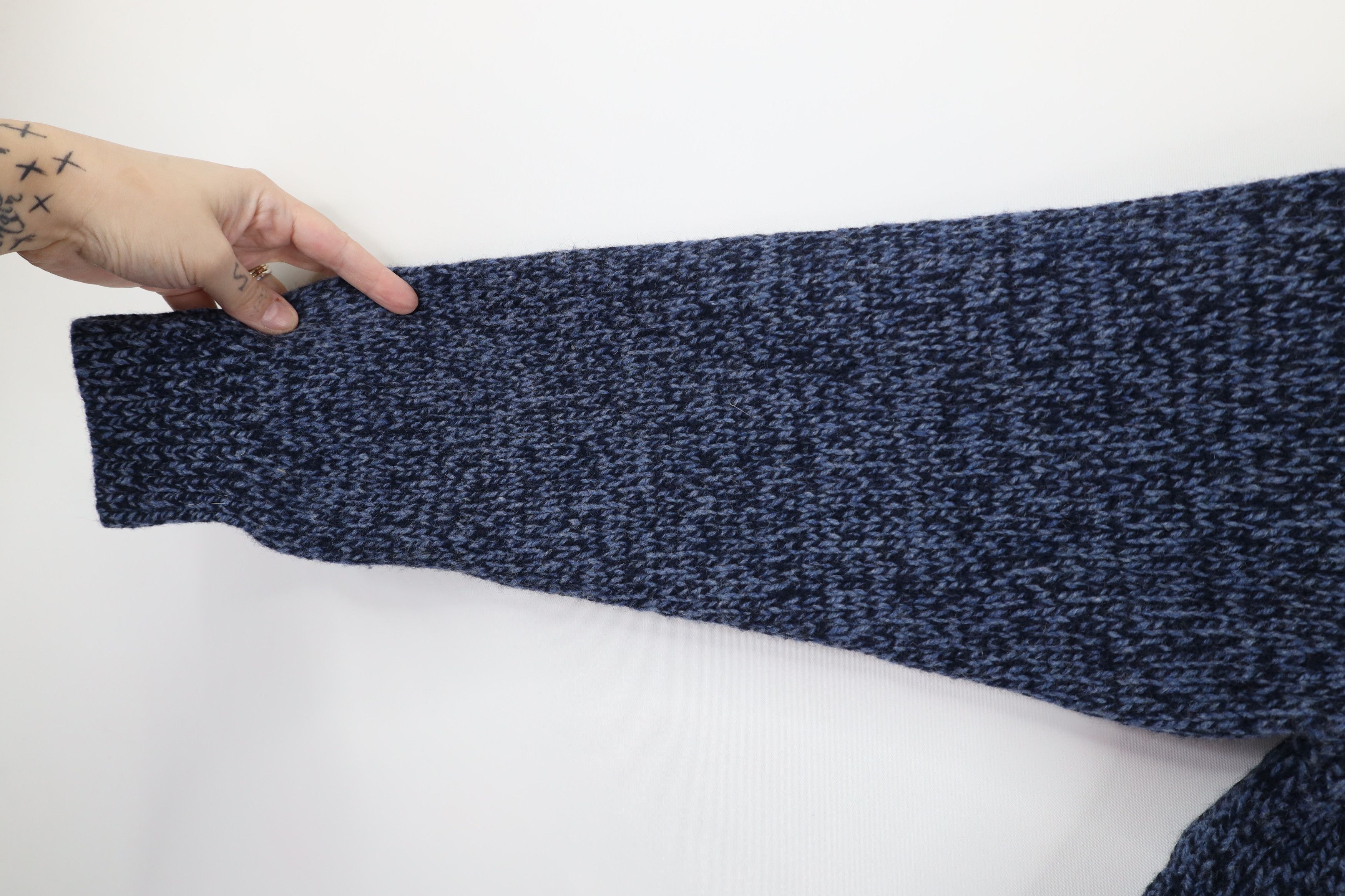 L.L. Bean Vintage 90s LL Bean Lambswool Henley Sweater Heather Blue Size US M / EU 48-50 / 2 - 6 Thumbnail