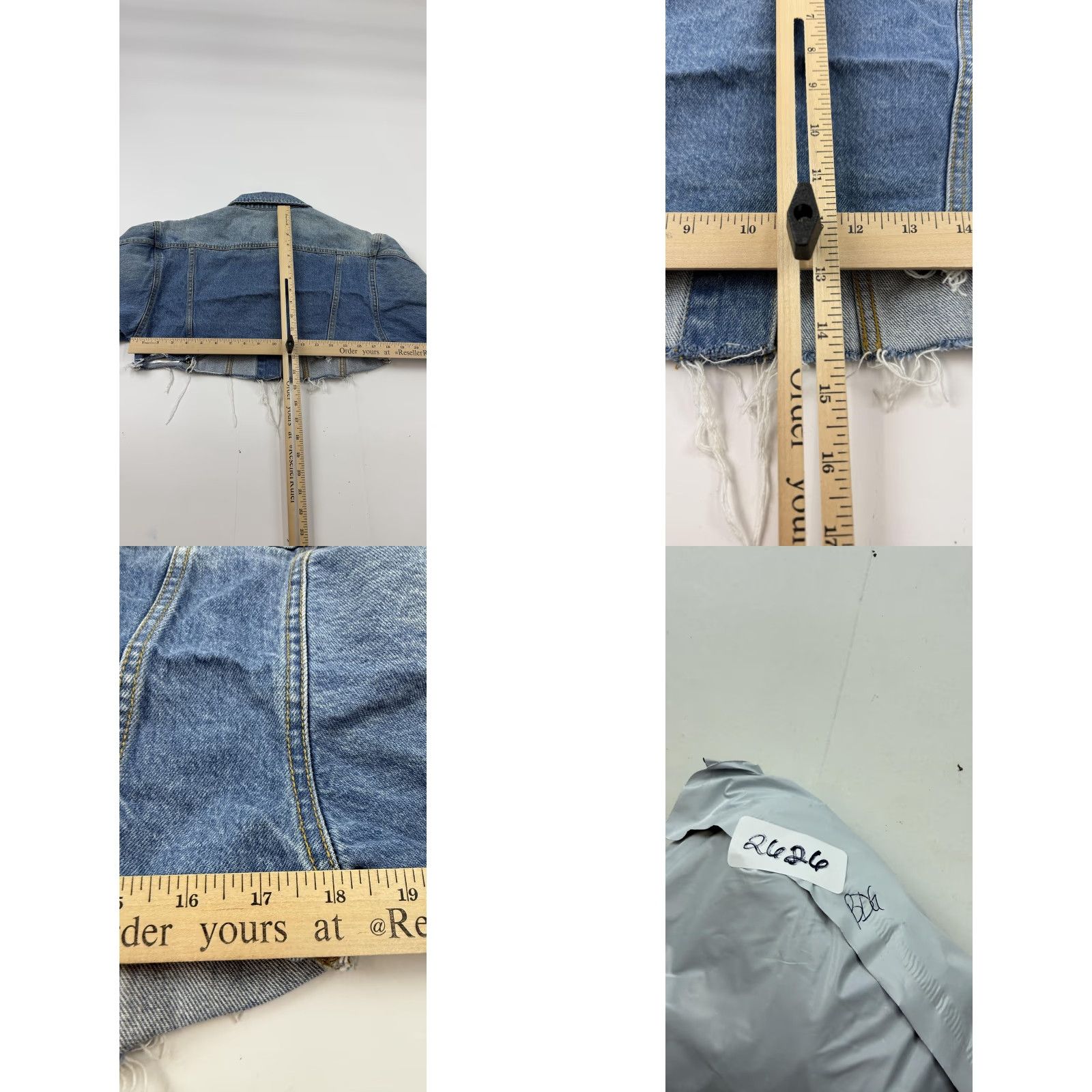 Bdg BDG Denim Jacket Womens M Blue Cropped Raw Hem Button Front Trucker Size M / US 6-8 / IT 42-44 - 8 Thumbnail