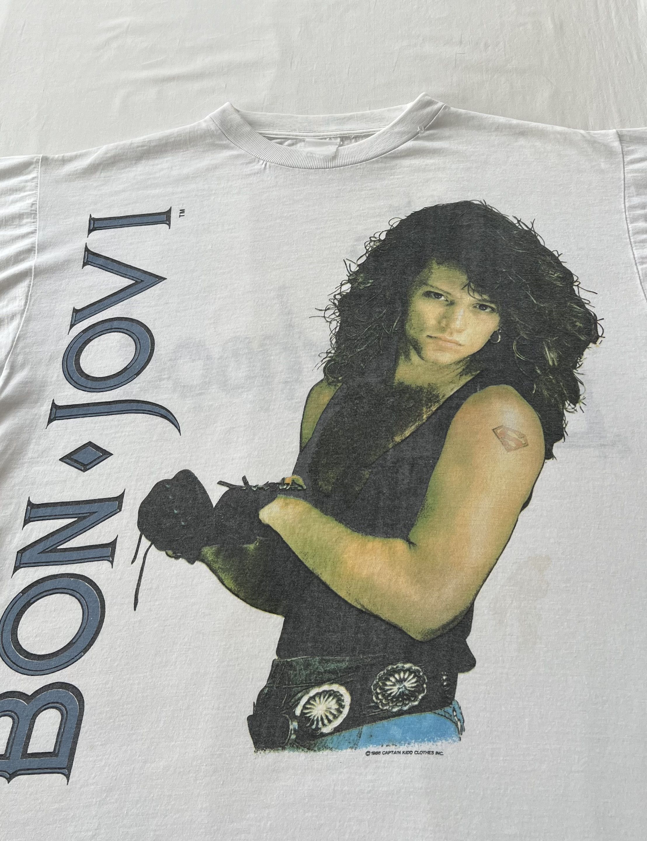 Band Tees Vintage 1988 Bon Jovi The Brotherhood 80s White T-shirt Size US L / EU 52-54 / 3 - 3 Thumbnail