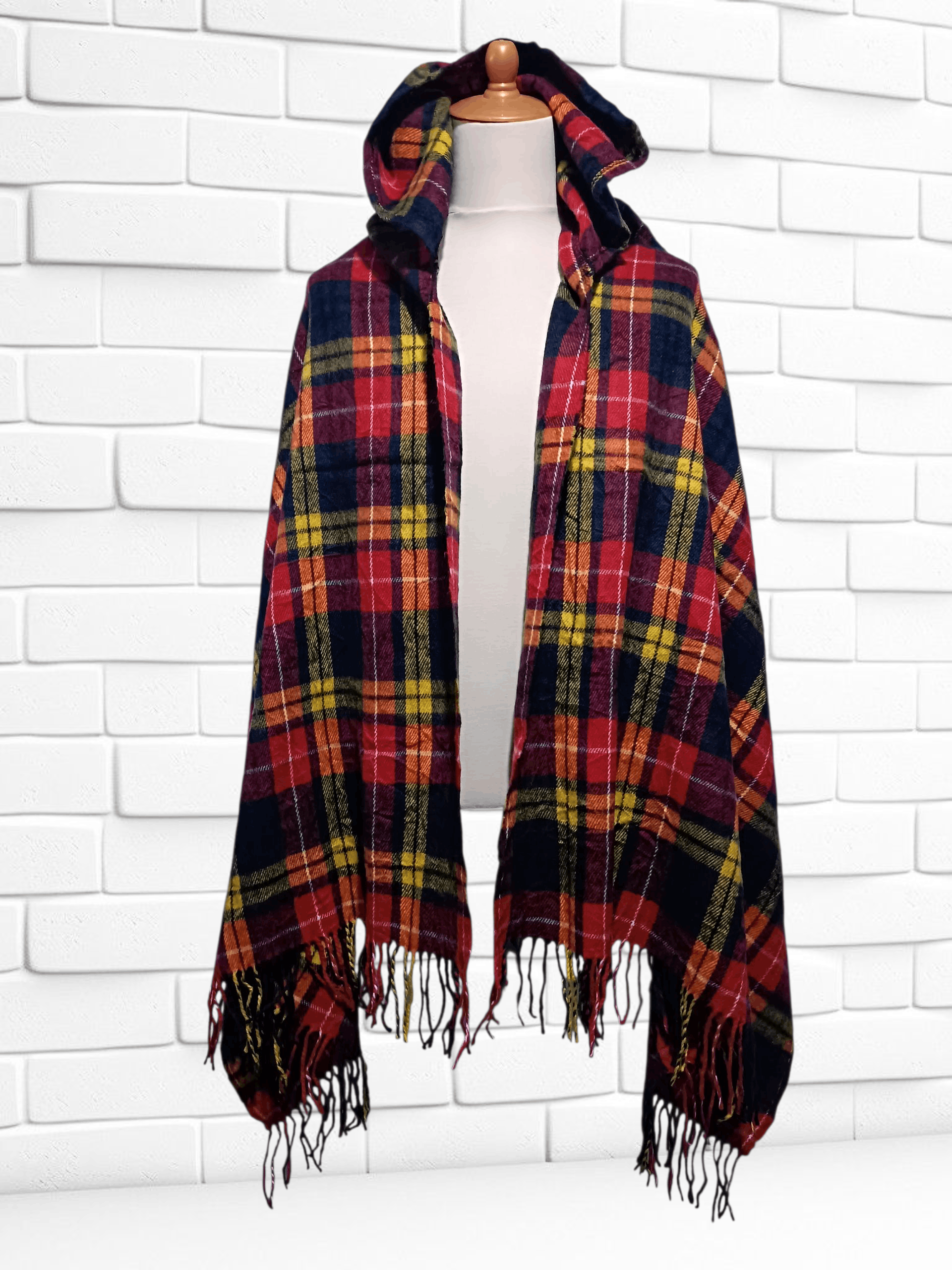 Japanese Brand Vintage Wool Blanket Poncho Checked Size ONE SIZE - 2 Thumbnail