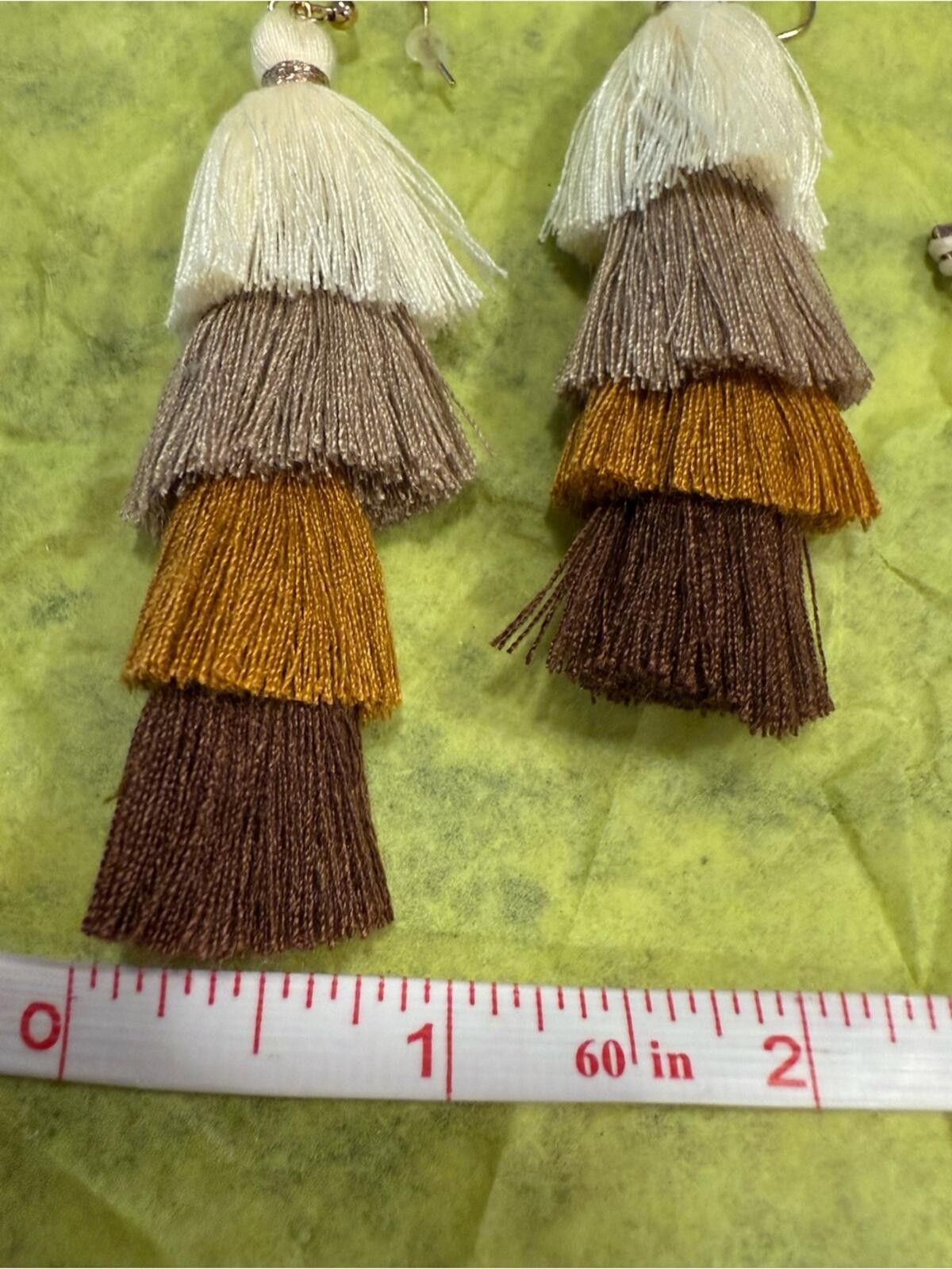 Other Neutral boho chic earring beaded and tasseled set of two Size ONE SIZE - 5 Thumbnail