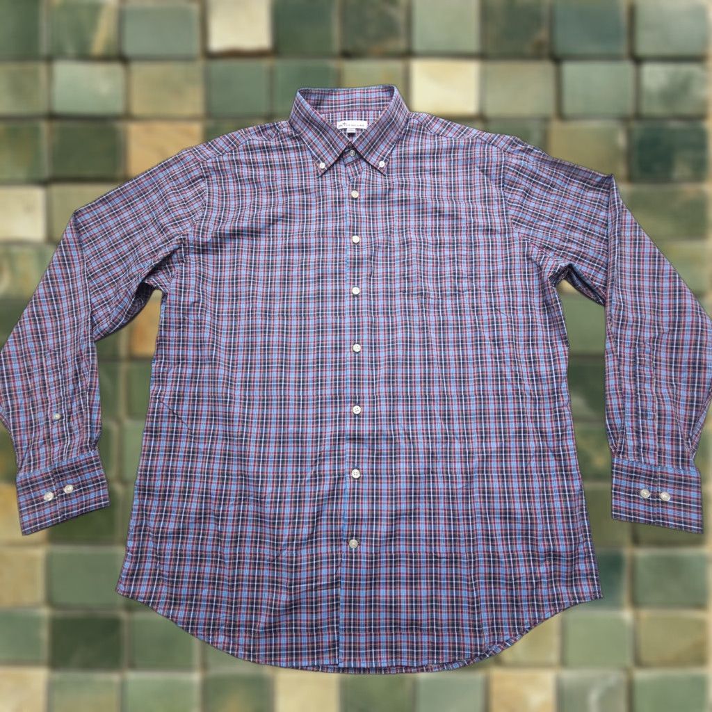Peter Millar VINTAGE Peter Millar Lawson Performance Tattersall Button Shirt XL Stretch Talisker Club Size US XL / EU 56 / 4 - 1 Thumbnail
