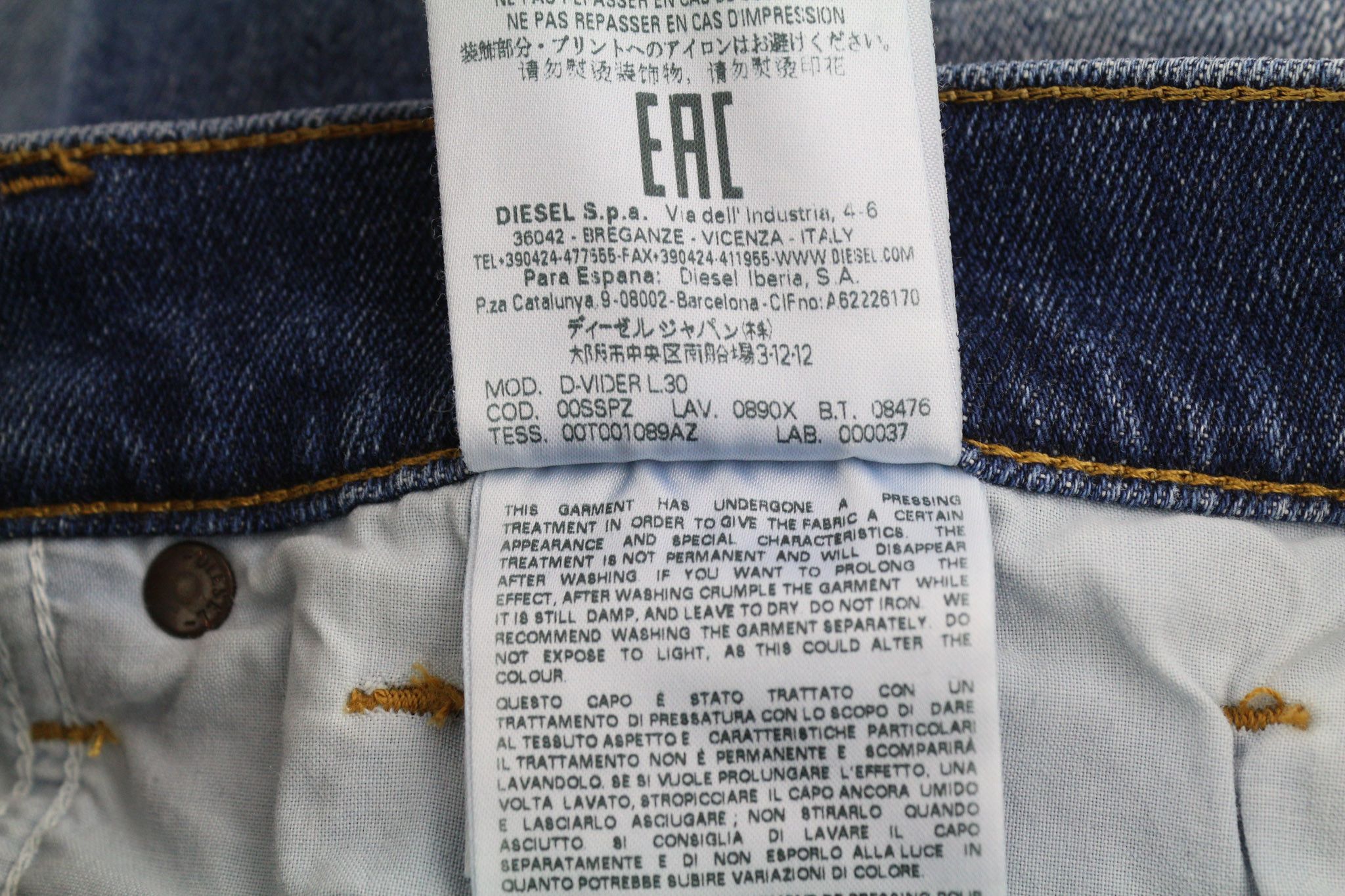 Diesel D-VIDER 0890X W30/L30 Carrot Stretch Blue 40437 Size US 30 / EU 46 - 12 Thumbnail