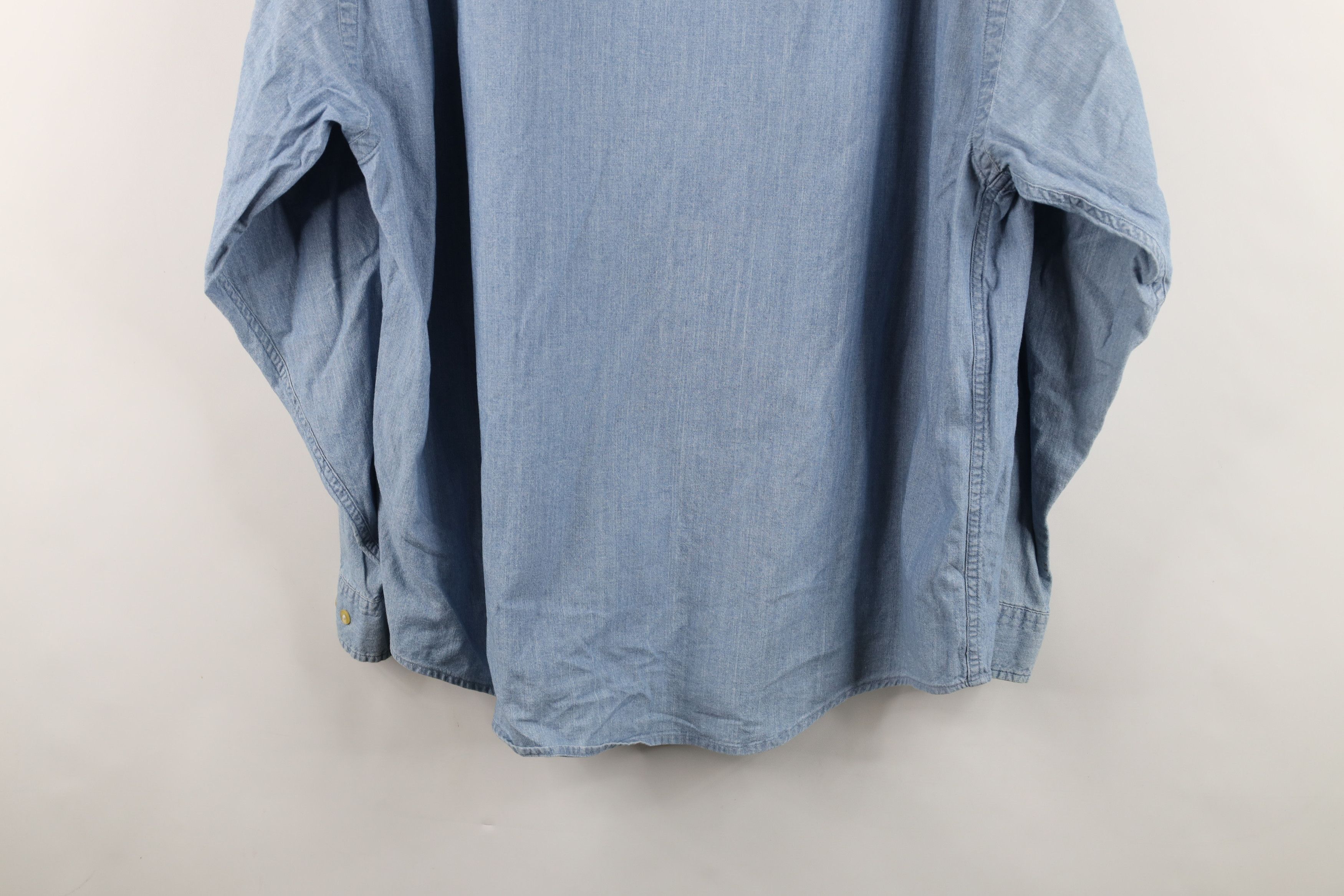 Eddie Bauer Vintage 90s Eddie Bauer Chambray Band Collar Button Shirt Size US XL / EU 56 / 4 - 12 Thumbnail