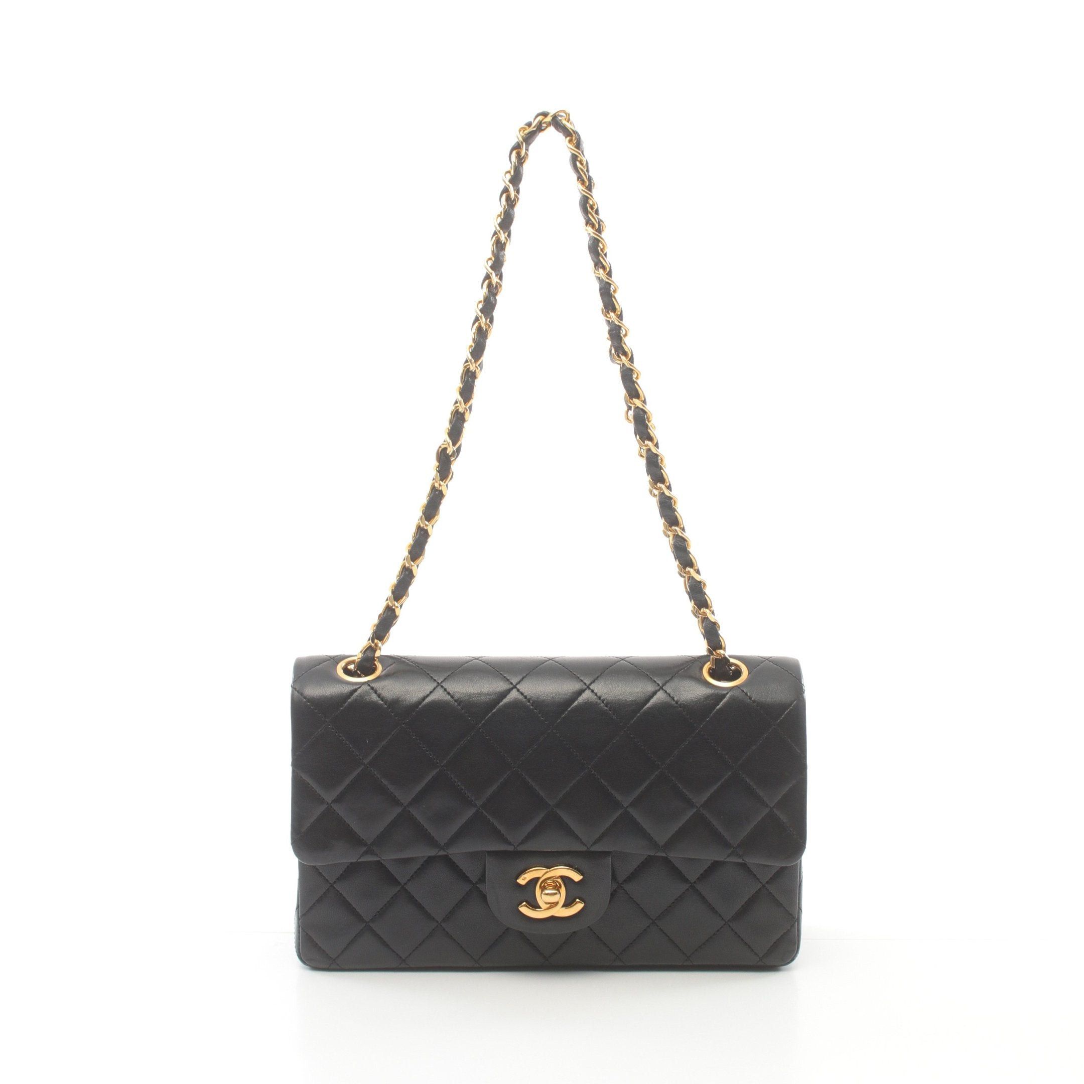 Chanel Chanel Matelasse Double Flap Chain Shoulder Bag Lambskin Black Gold Hardware Size ONE SIZE - 1 Thumbnail