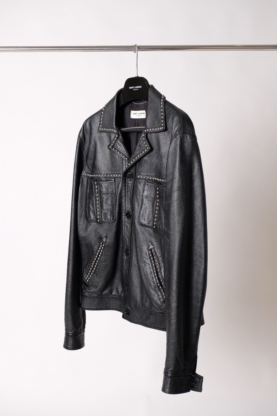 Saint Laurent Paris saint laurent paris studded black leather jacket stud biker Size US M / EU 48-50 / 2 - 3 Thumbnail