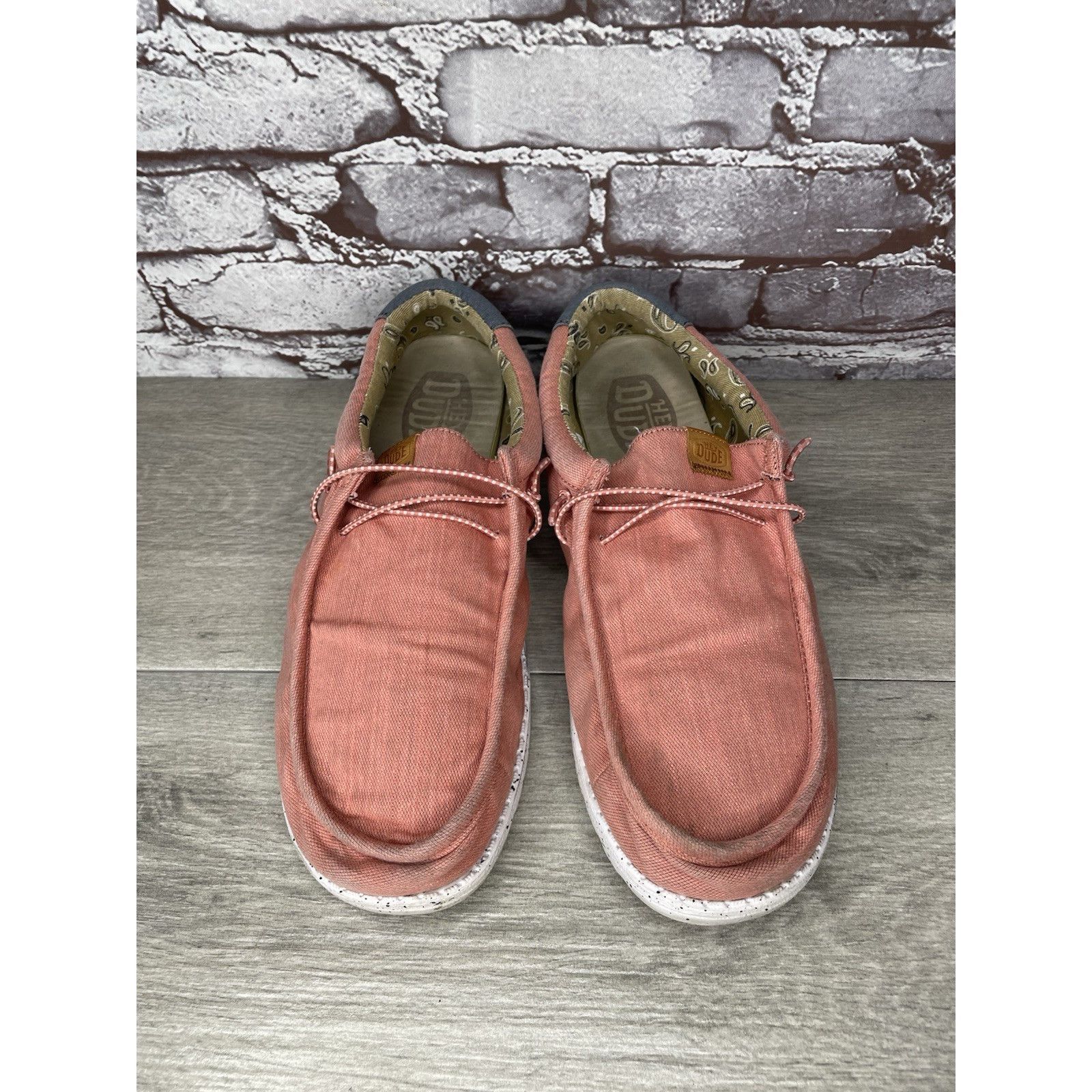Other Hey Dude Shoes Wally Washed Pink Fabric Slip On Comfort Shoe Size US 13 / EU 46 - 19 Thumbnail