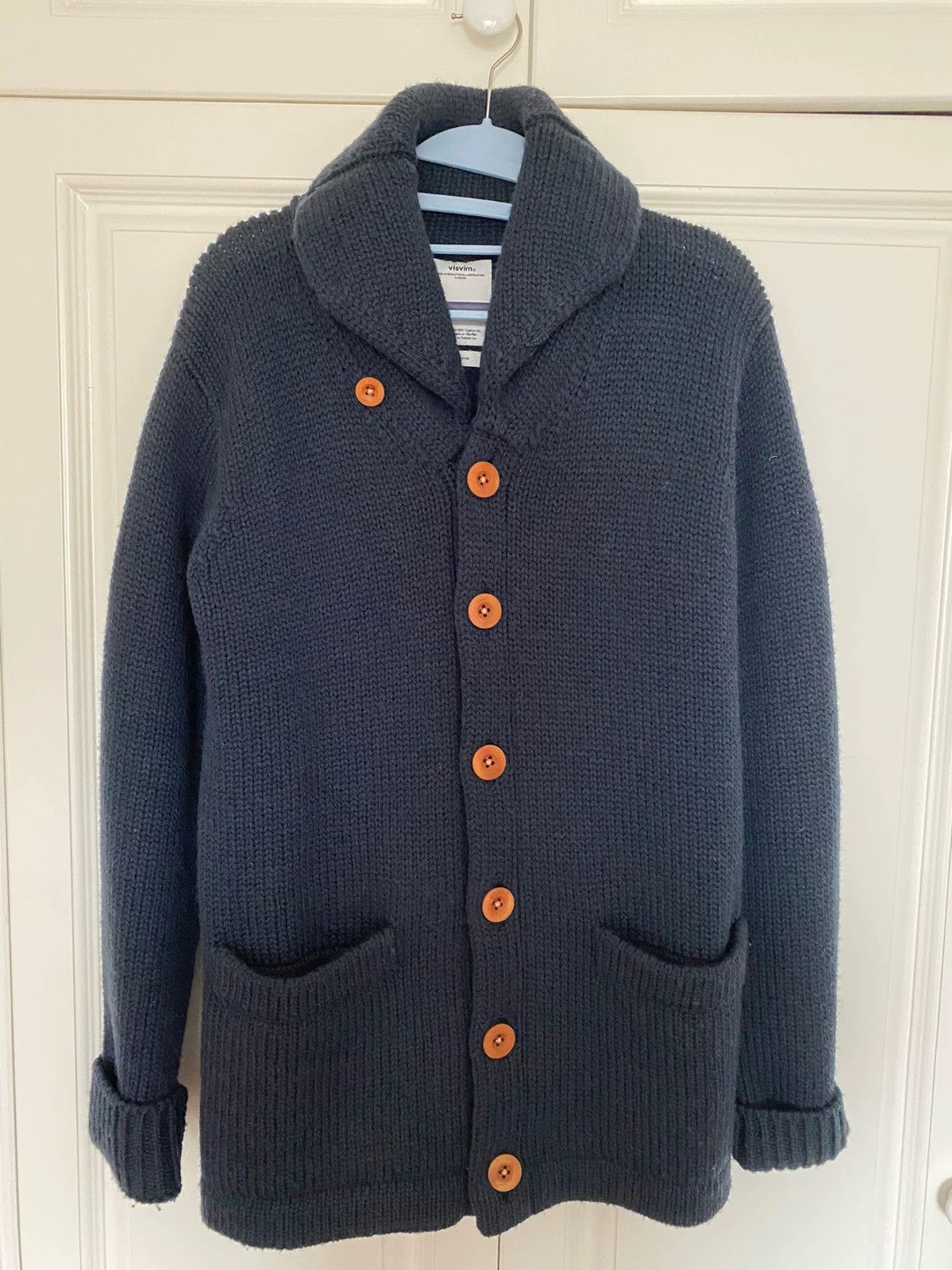 Visvim visvim Dark Blue Wool Cardigan Orange Buttons Size US M / EU 48-50 / 2 - 1 Thumbnail