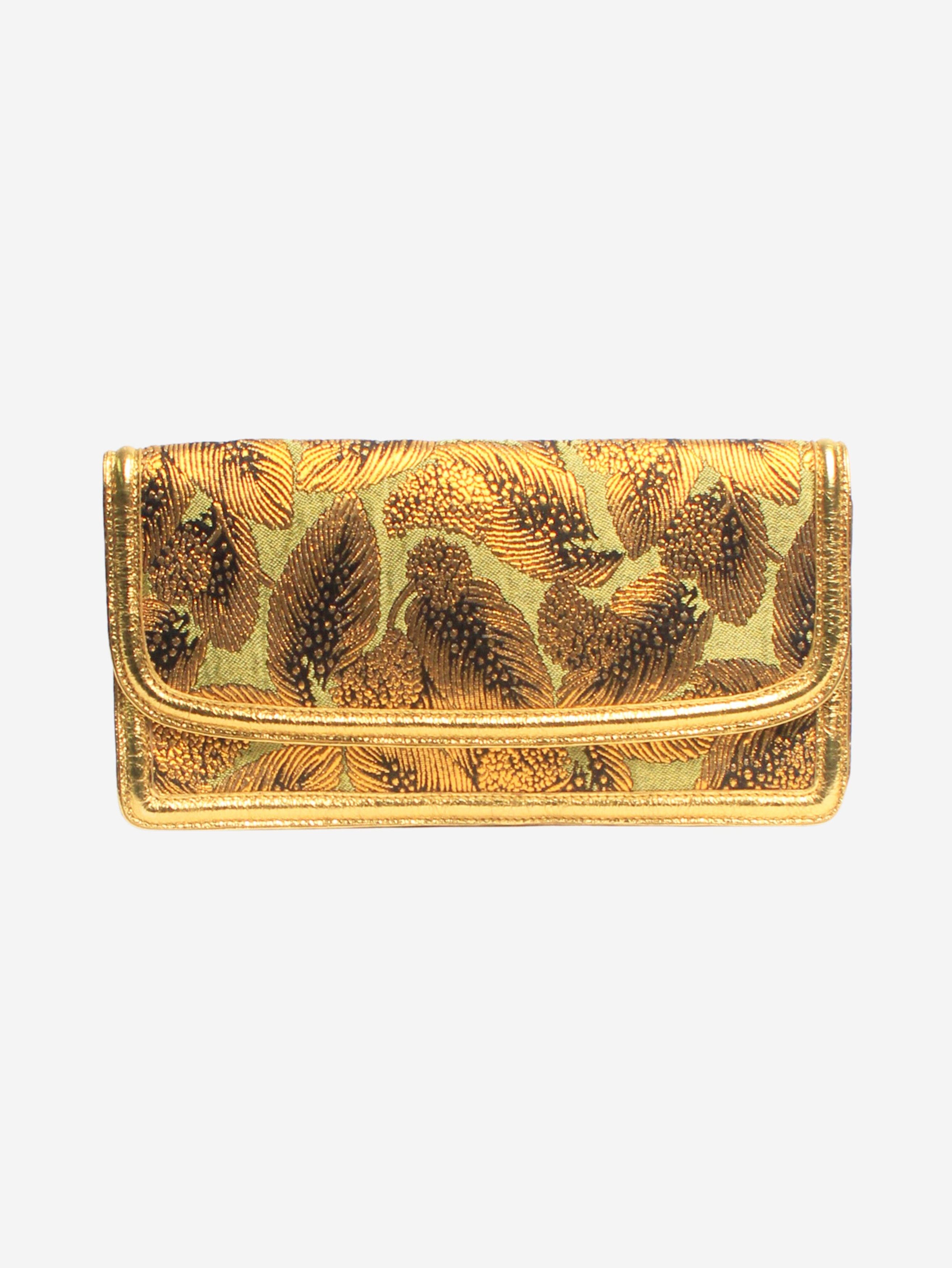 Dries Van Noten Green and gold floral jacquard clutch Size ONE SIZE - 1 Thumbnail