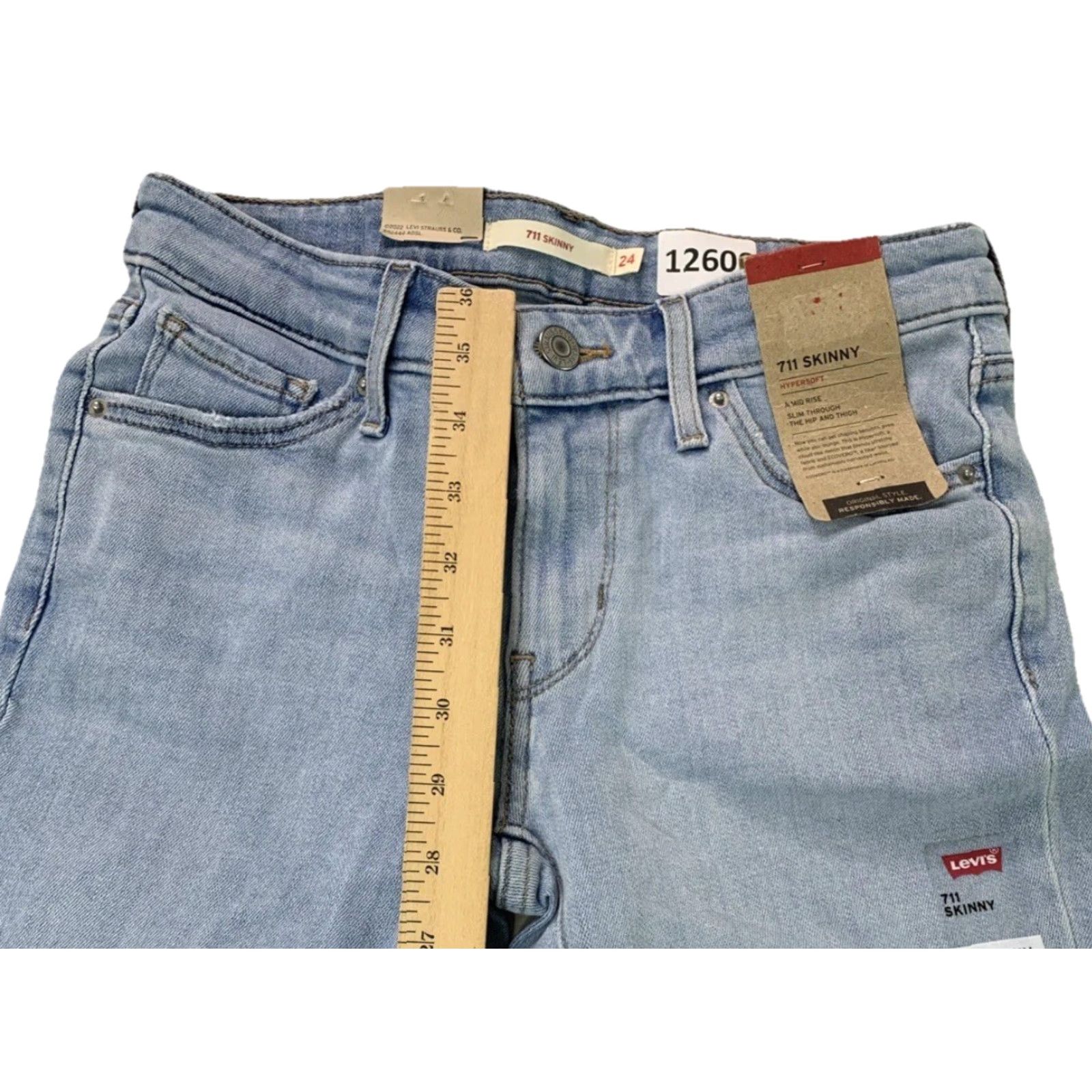 Levi's Levi’s 711 Skinny Hypersoft Mid Rise Raw Hem Womens Jeans Size 24" / US 00 / IT 34 - 6 Thumbnail