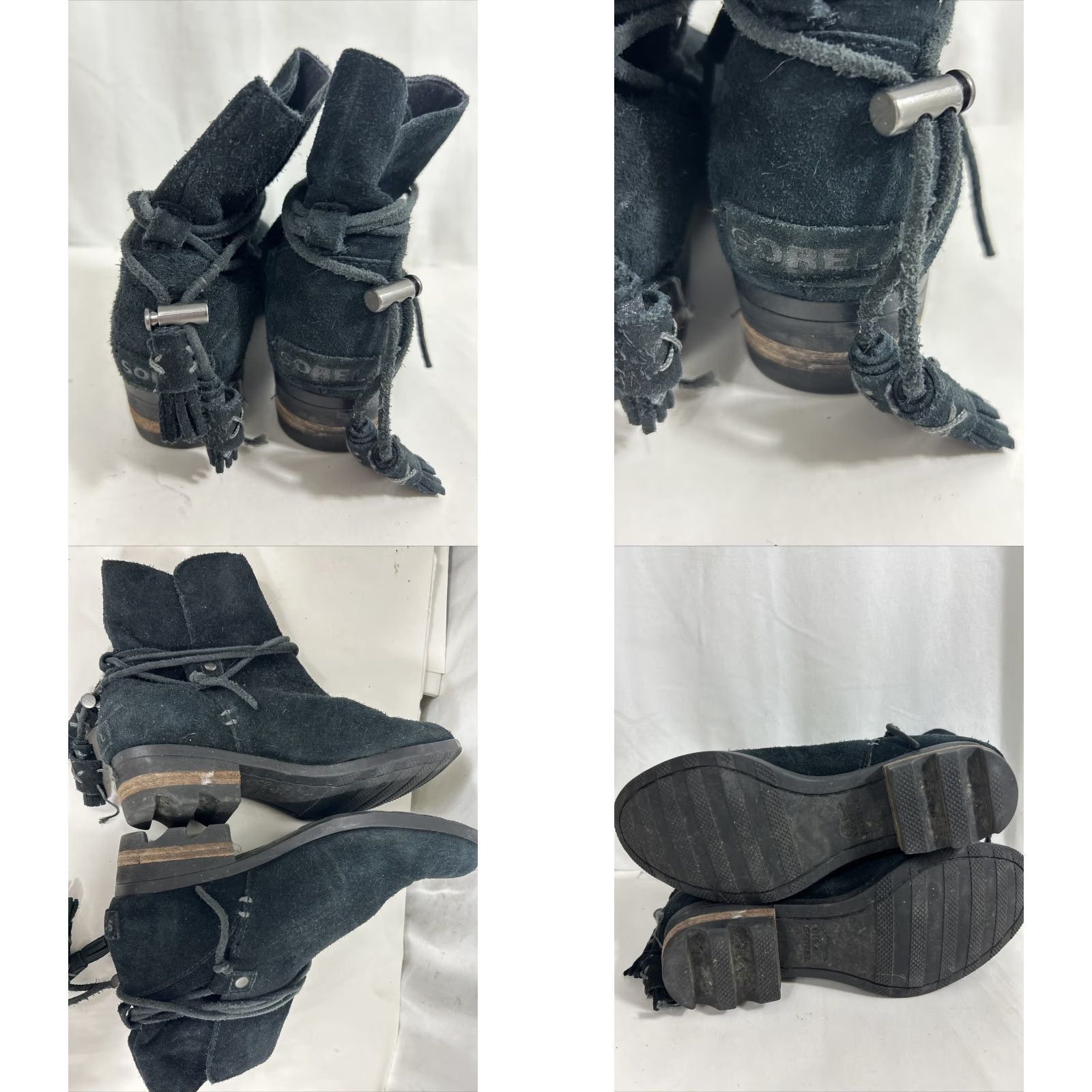 SOREL Sorel Boots Womens 7.5 Farah Tassel Ties Ankle Booties NL2682-010 Black Suede Bootie M Black Suede 7.5 Womens Size US 8 / IT 38 - 8 Thumbnail