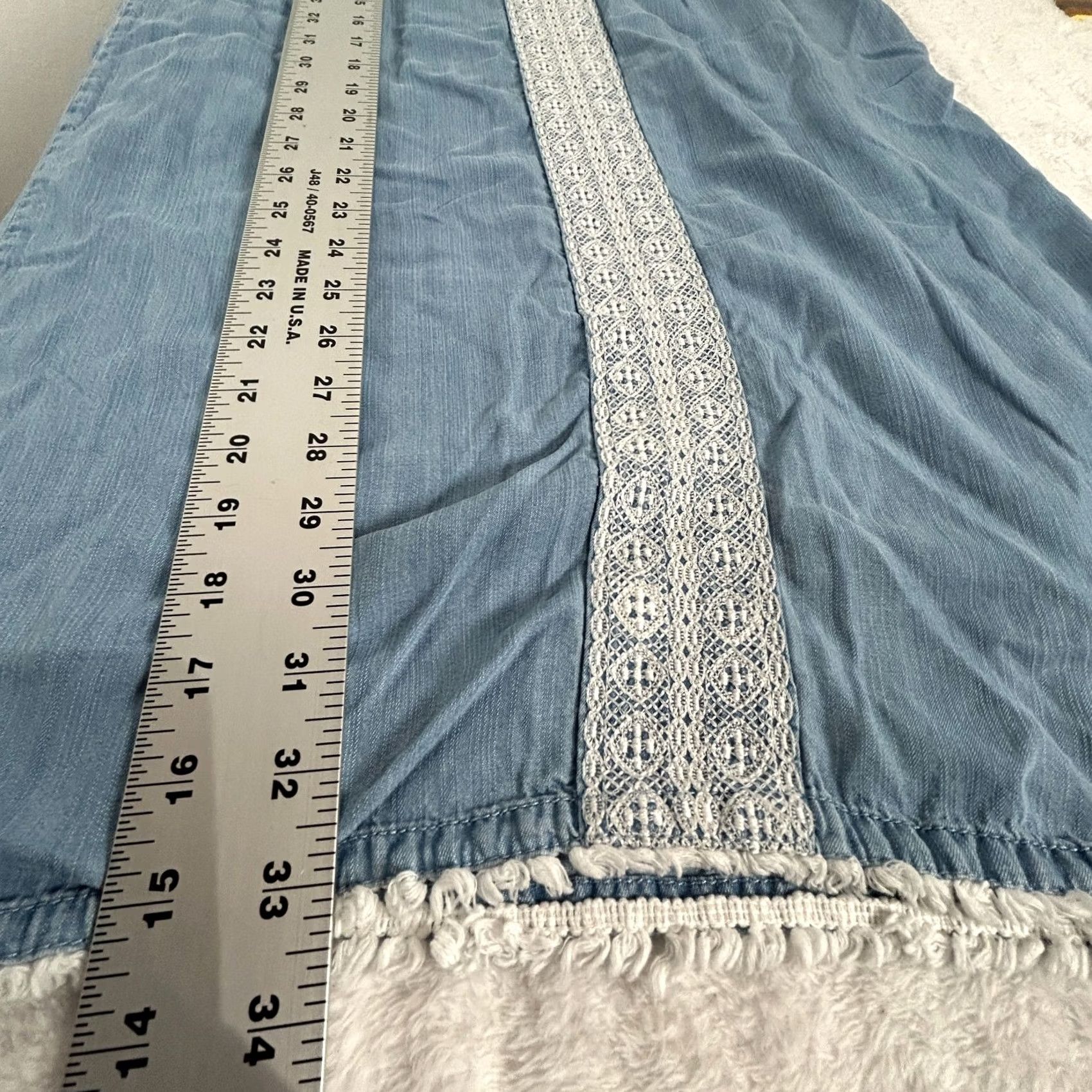 Neiman Marcus Neiman Marcus Womens Sleeveless Embroidered Shift Mini Dress Chambray Sz Medium Size M / US 6-8 / IT 42-44 - 7 Thumbnail